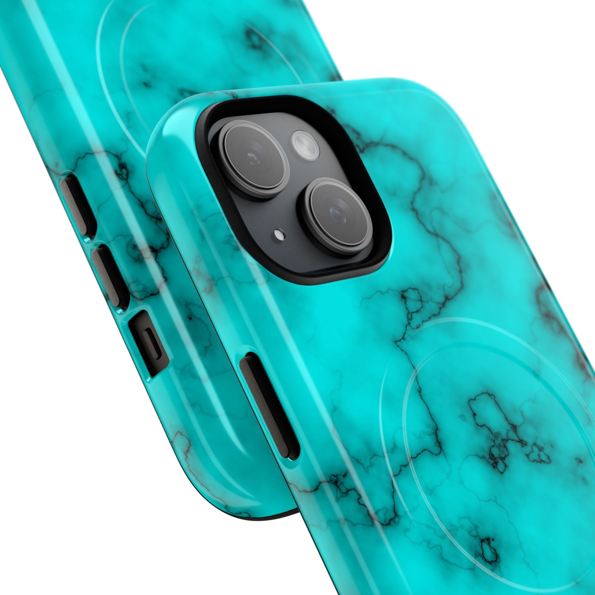 Turquoise Marble Magnetic Phone Case — Tough Protective MagSafe-Compatible Cover