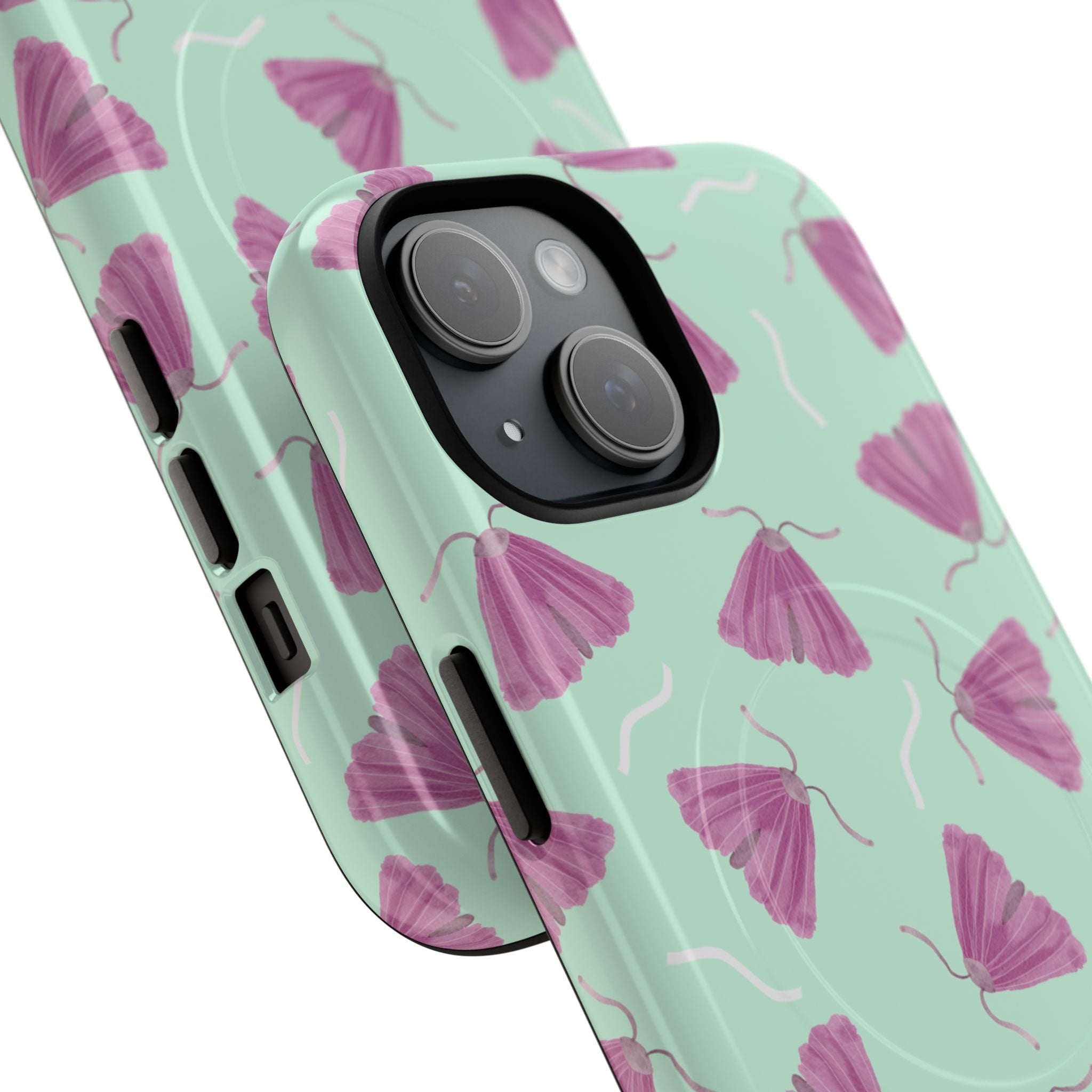 Moth & Floral MagSafe Phone Case — Feminine Protective Butterfly Design