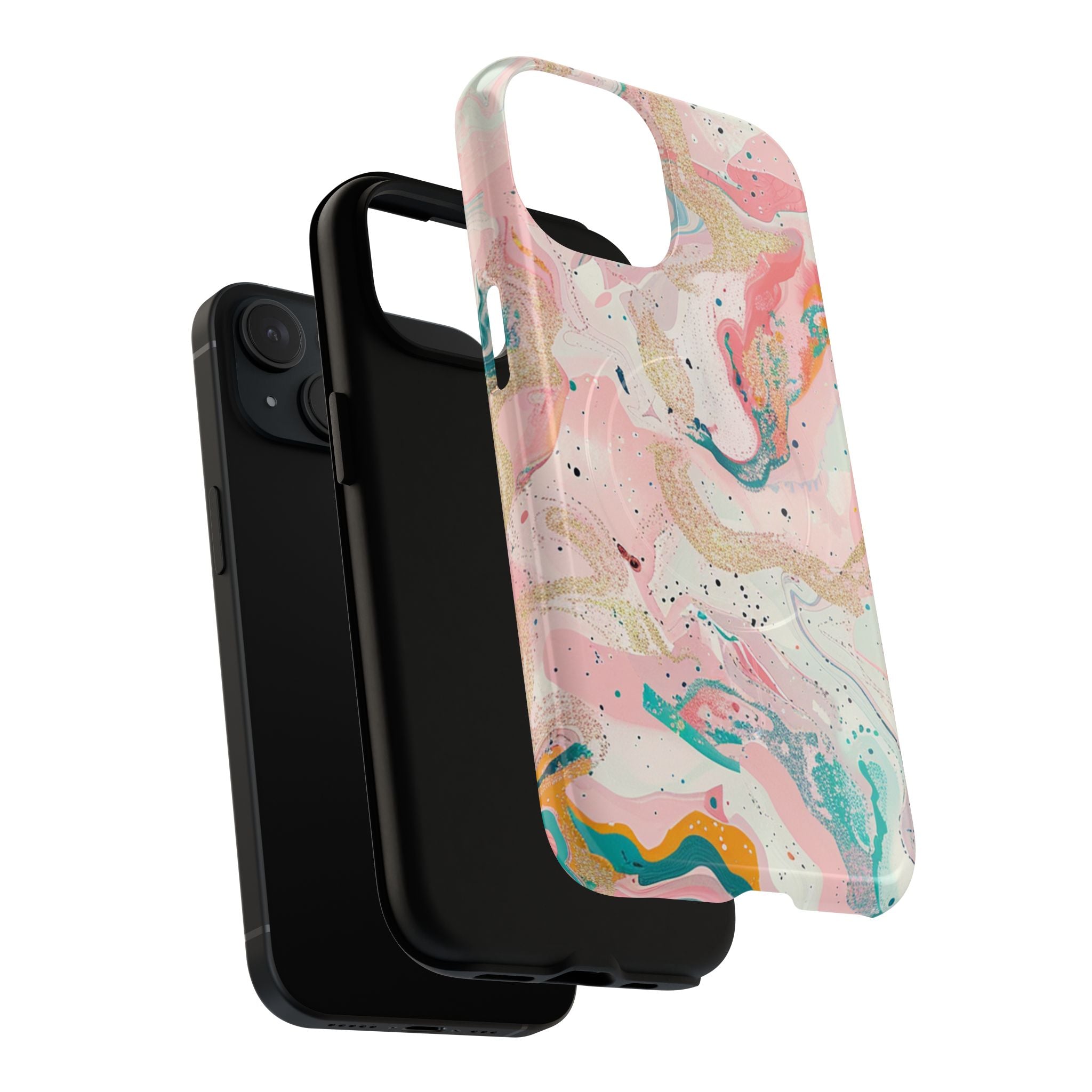 Marble Swirl MagSafe iPhone Case - Dual Layer Protection with Wireless Charging