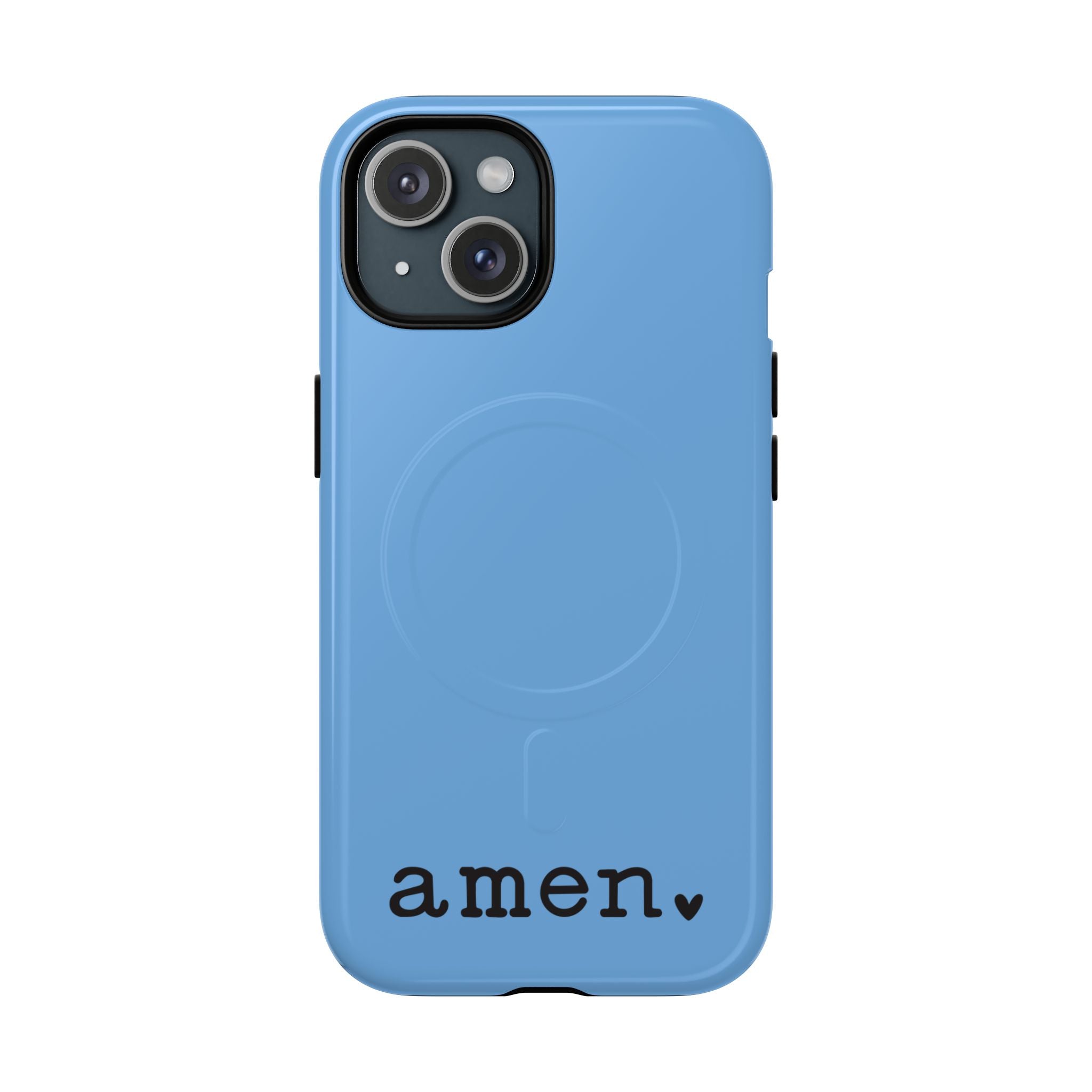 Blue Minimalist Phone Case — Amen Text MagSafe Magnetic Cover