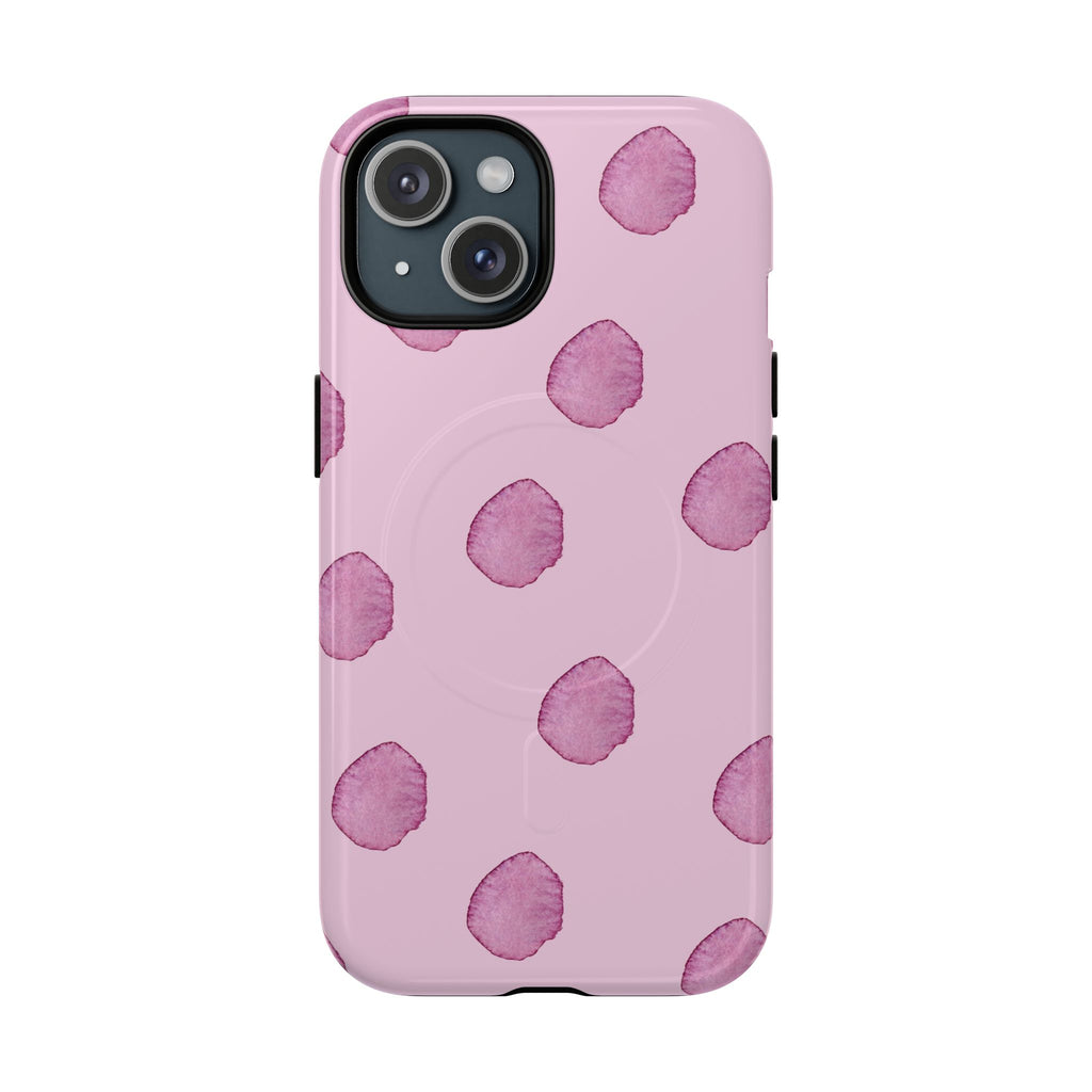 MagSafe tough phone case with purple watercolor petal pattern