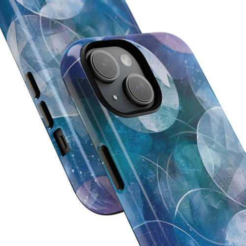 Blue Crystal Bokeh Phone Case — Abstract Teal Orb MagSafe Magnetic Cover