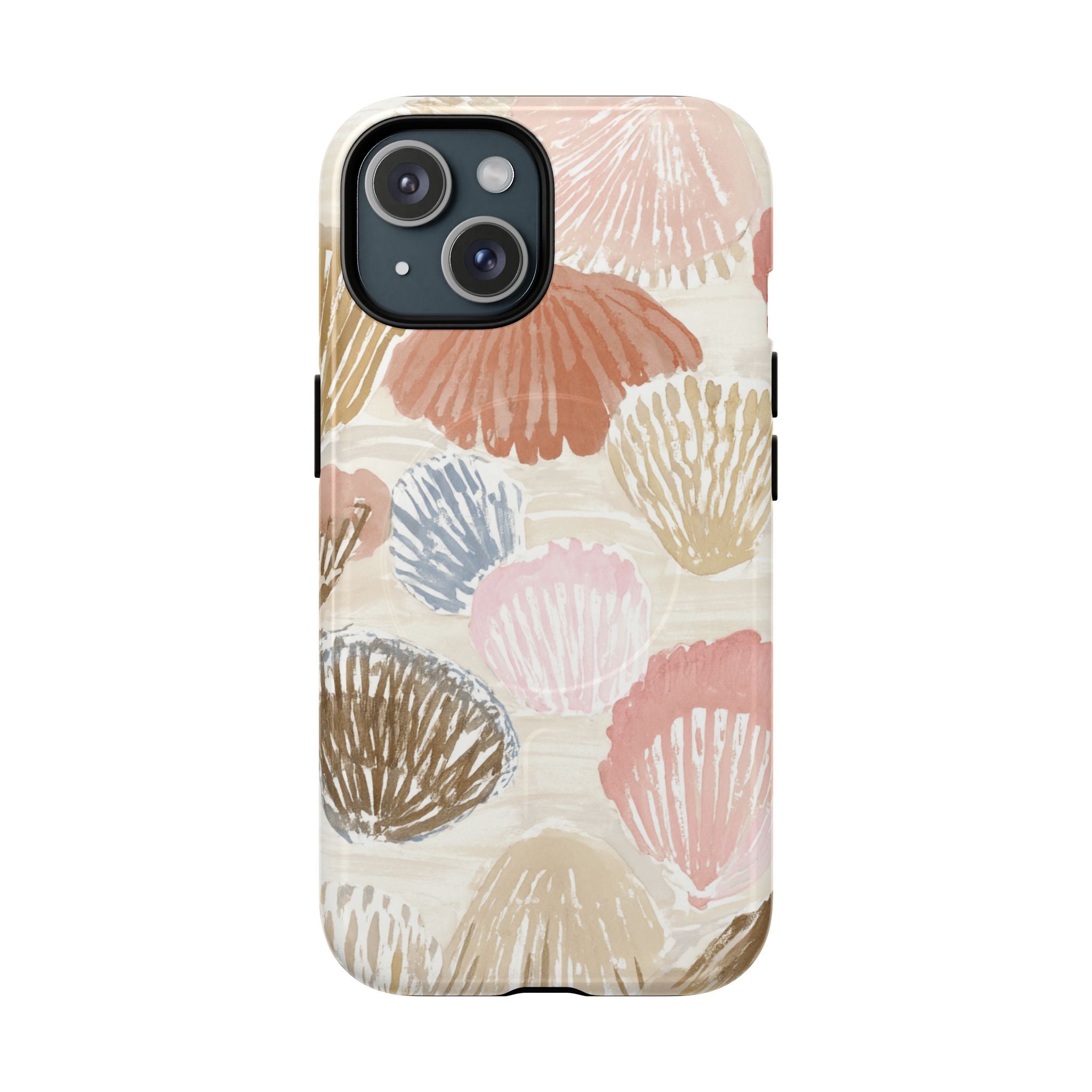 Seashell Watercolor Phone Case — Coastal Shell Art MagSafe Magnetic Cover