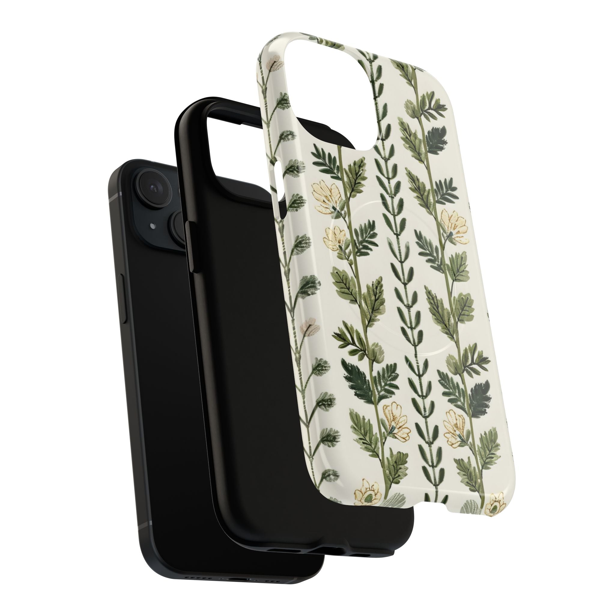 Botanical Floral Vine MagSafe Phone Case | Green & Cream Protective Cover