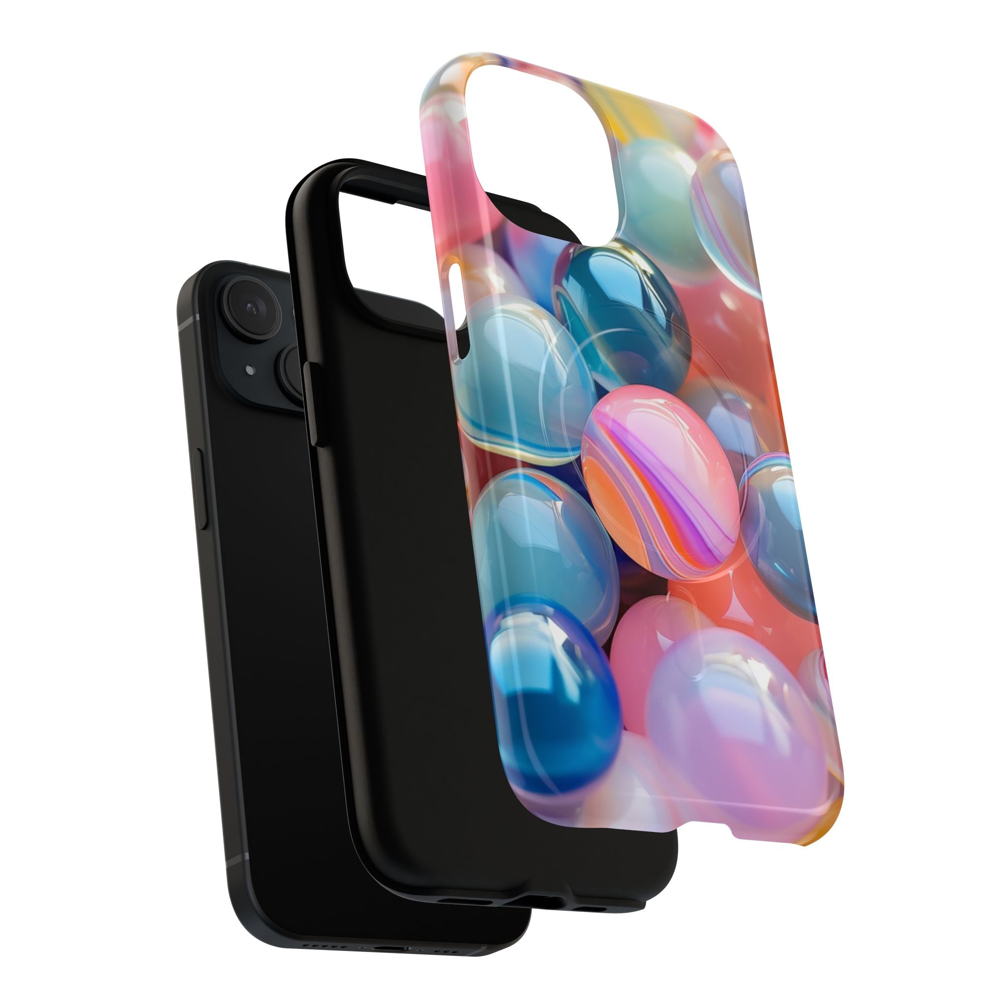 Marble Bubble Tough Case detail showing dual-layer protection and MagSafe compatibility