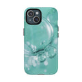 Aqua Bubble Phone Case with Teal Translucent Bubble Design and MagSafe