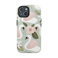  Sage green swan floral MagSafe phone case on white background