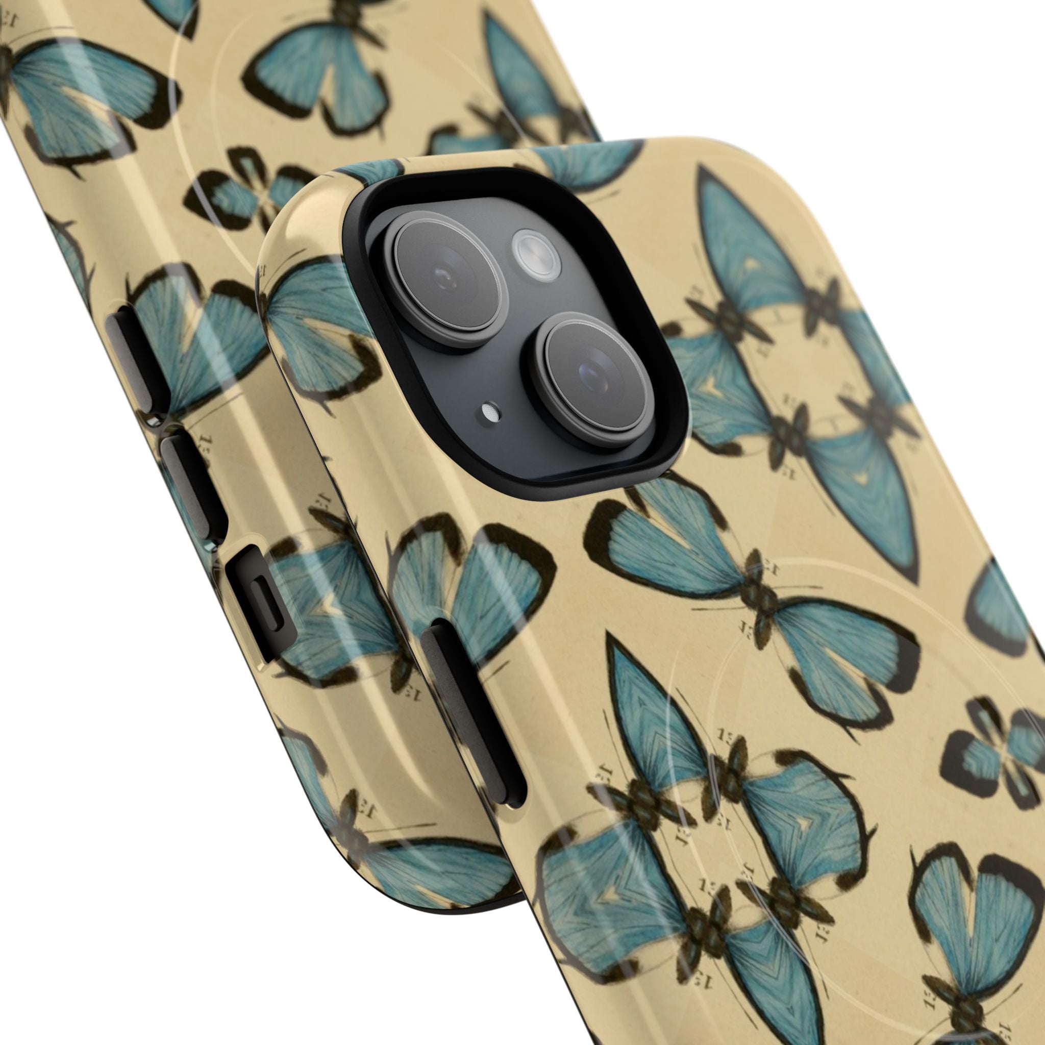 Blue Butterfly Pattern Tough Magnetic Phone Case