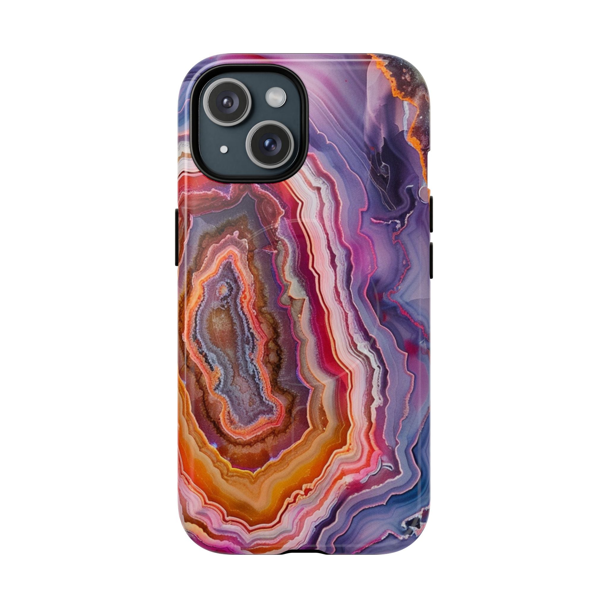 Agate Wave Phone Case with Colorful Geode Pattern and MagSafe
