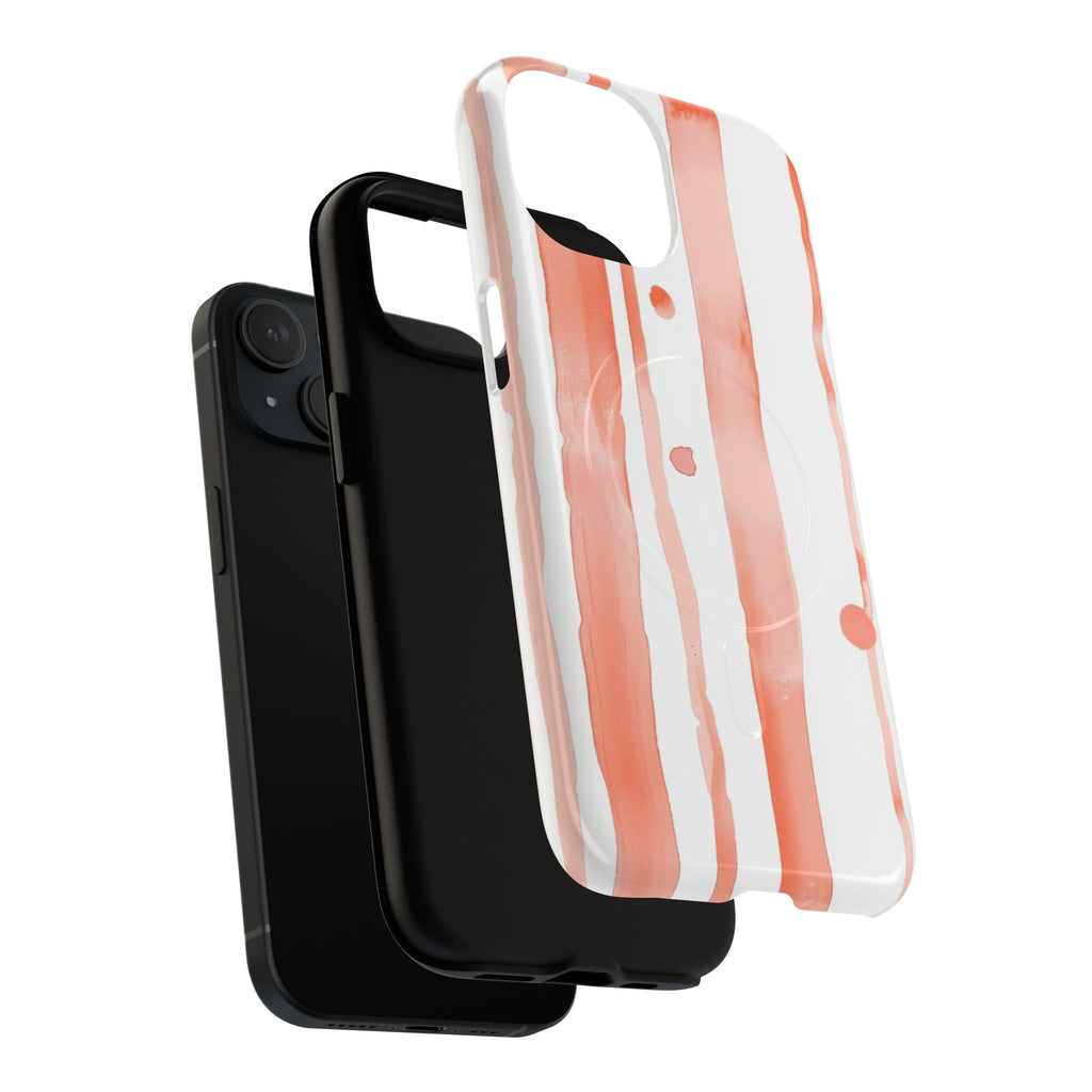 Abstract Coral Stripe Phone Case — Tough Magnetic Protective Cover