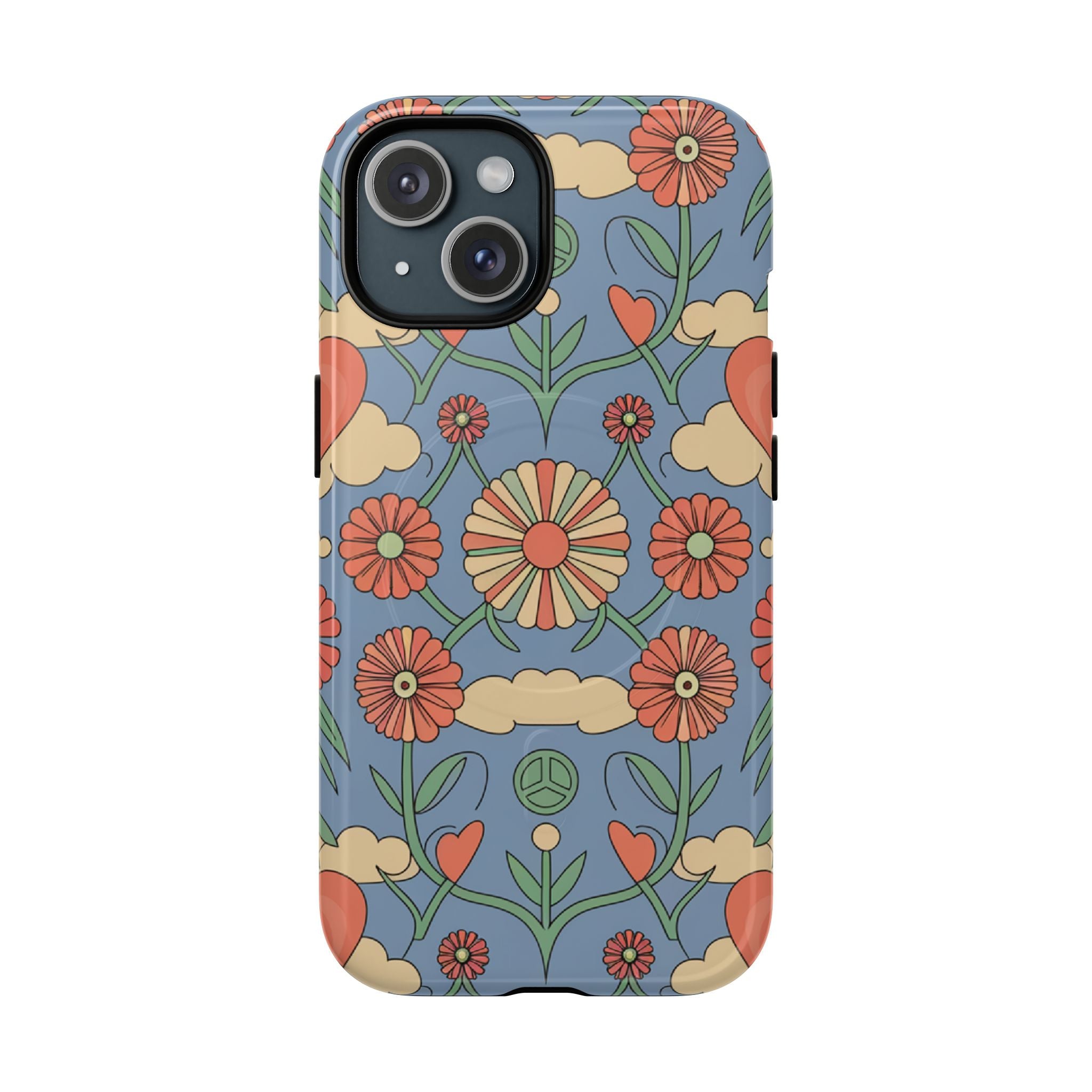 Magnetic Phone Case — Retro Floral Peace Design