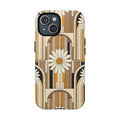 Retro daisy MagSafe phone case with 70s boho floral pattern on iPhone
