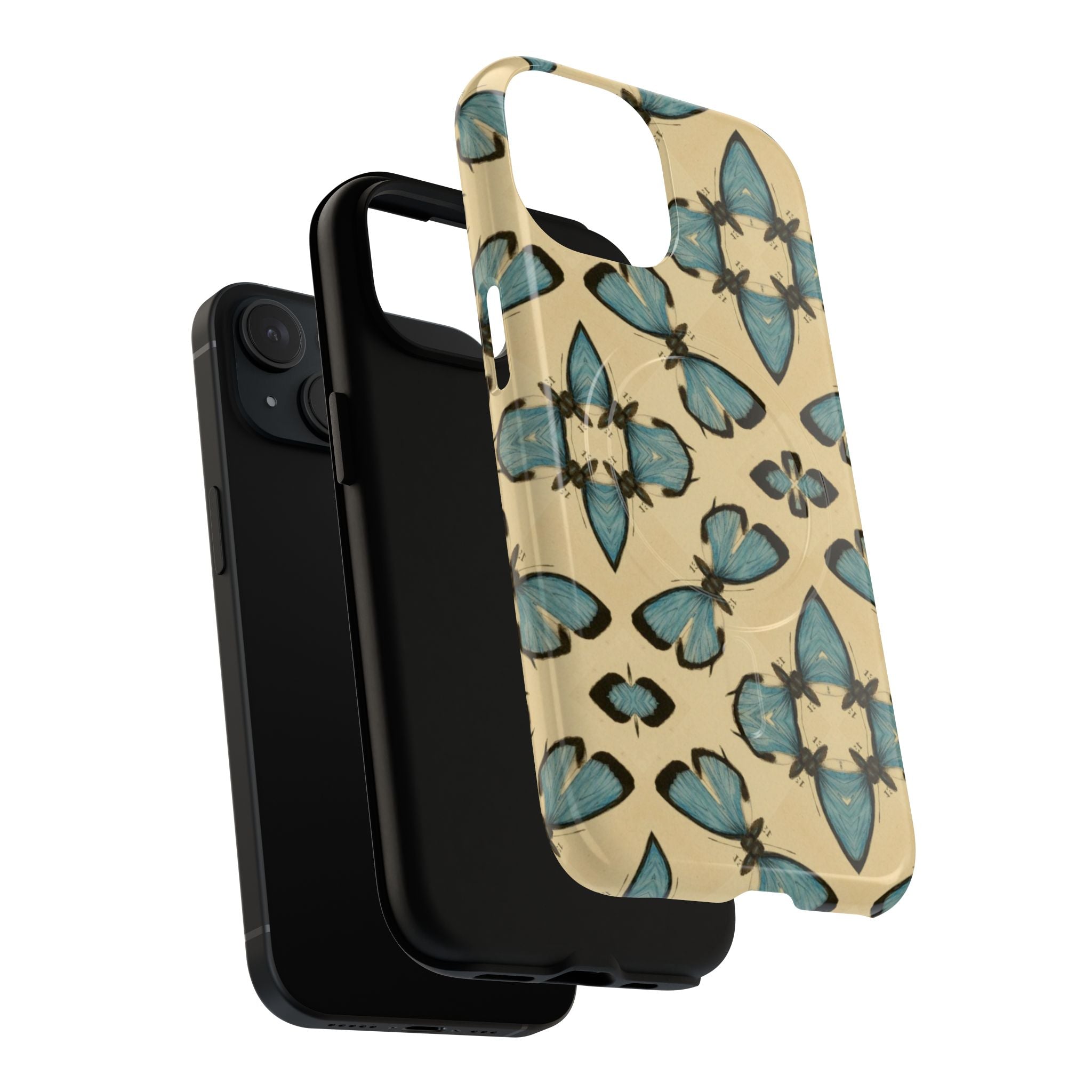 Blue Butterfly Pattern Tough Magnetic Phone Case