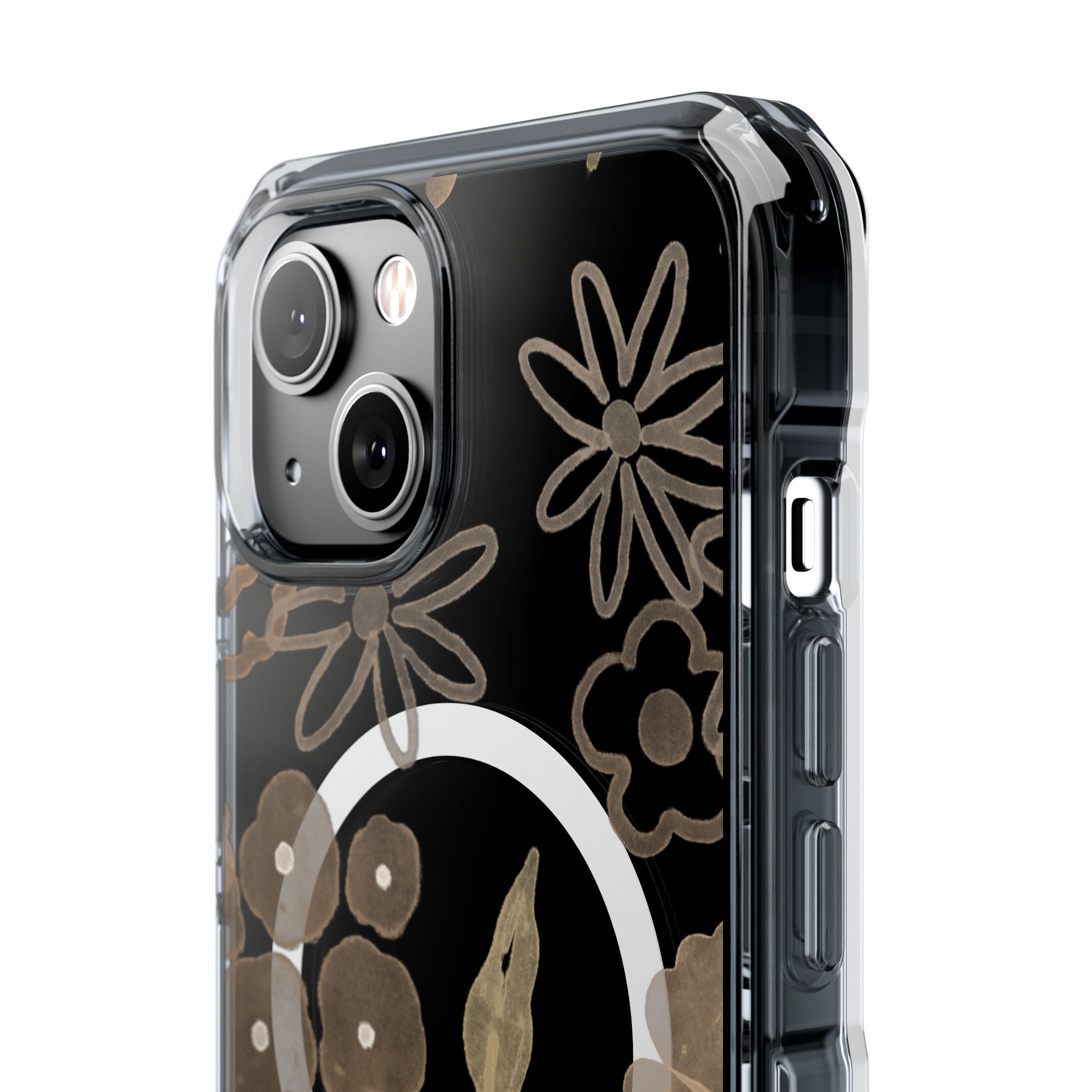 Clear Magnetic Phone Case — Neutral Floral Impact Protection