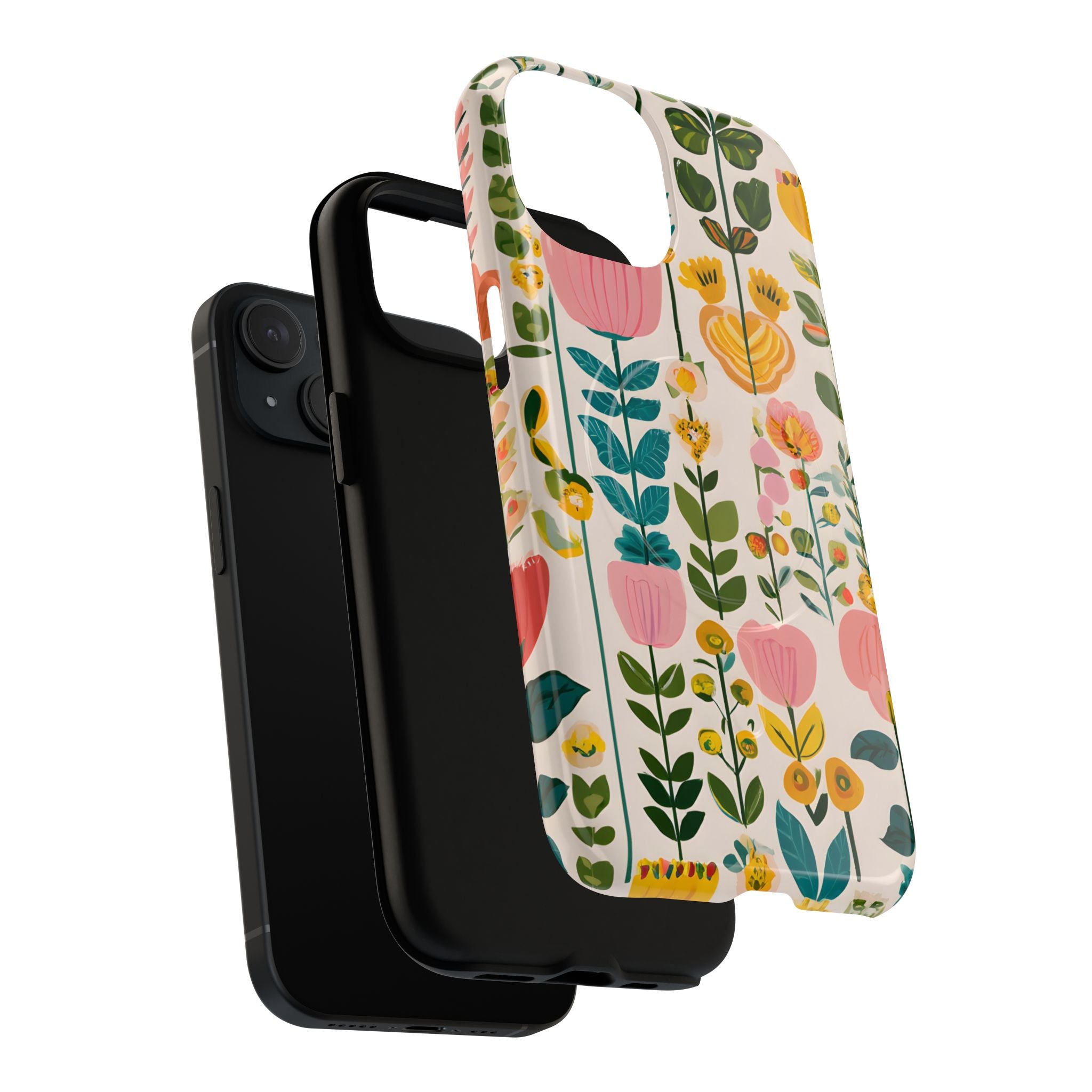 Floral Garden Tough Magnetic Phone Case — Pink & Yellow Wildflower Design