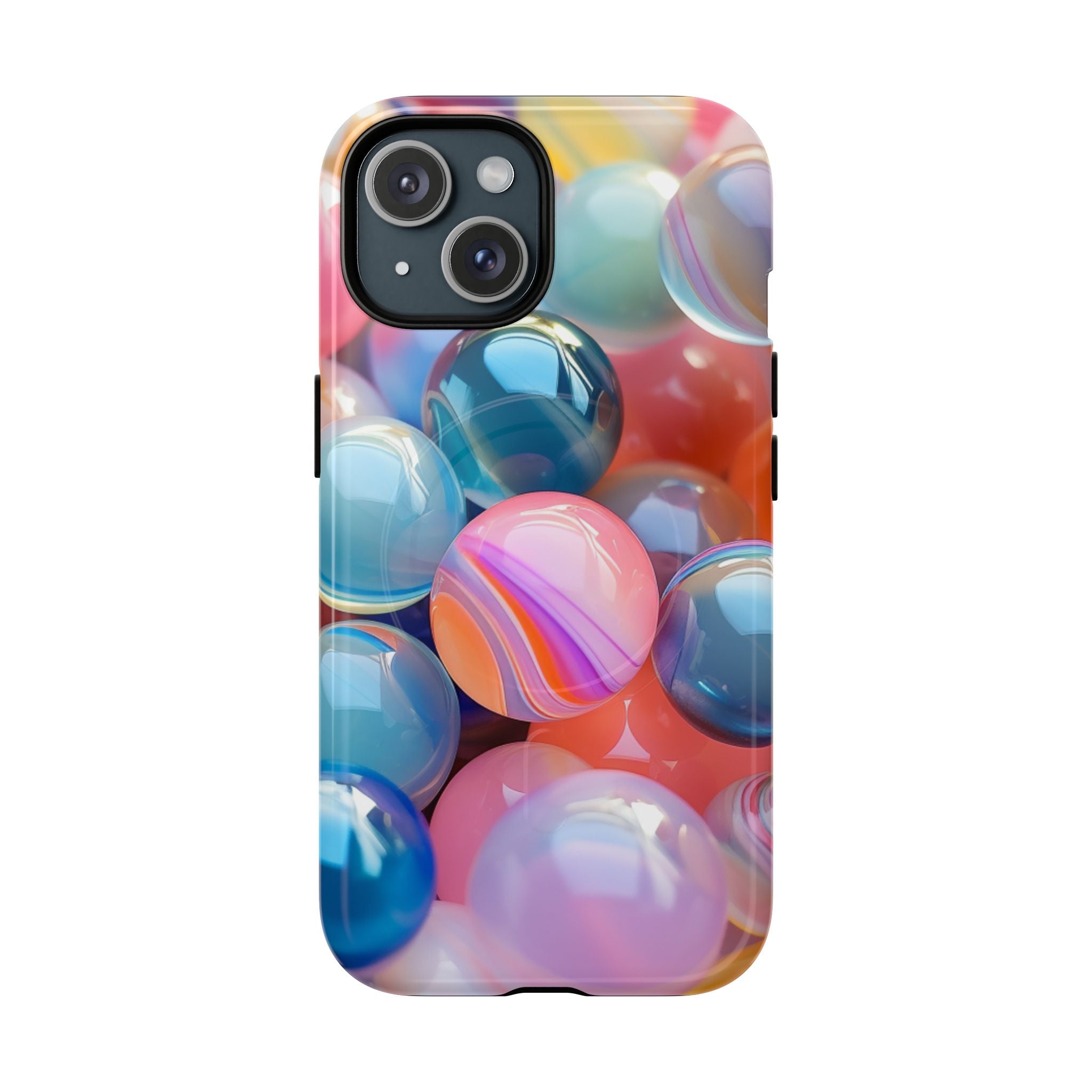 Marble Bubble Tough Magnetic Phone Case with colorful glossy orb design
