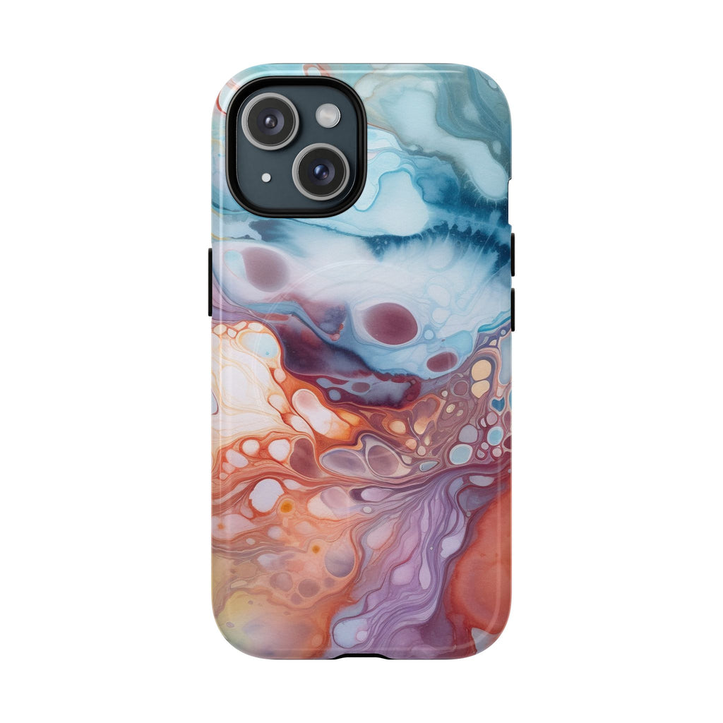 Marbled Abstract Phone Case — Fluid Resin Art MagSafe Magnetic Cover