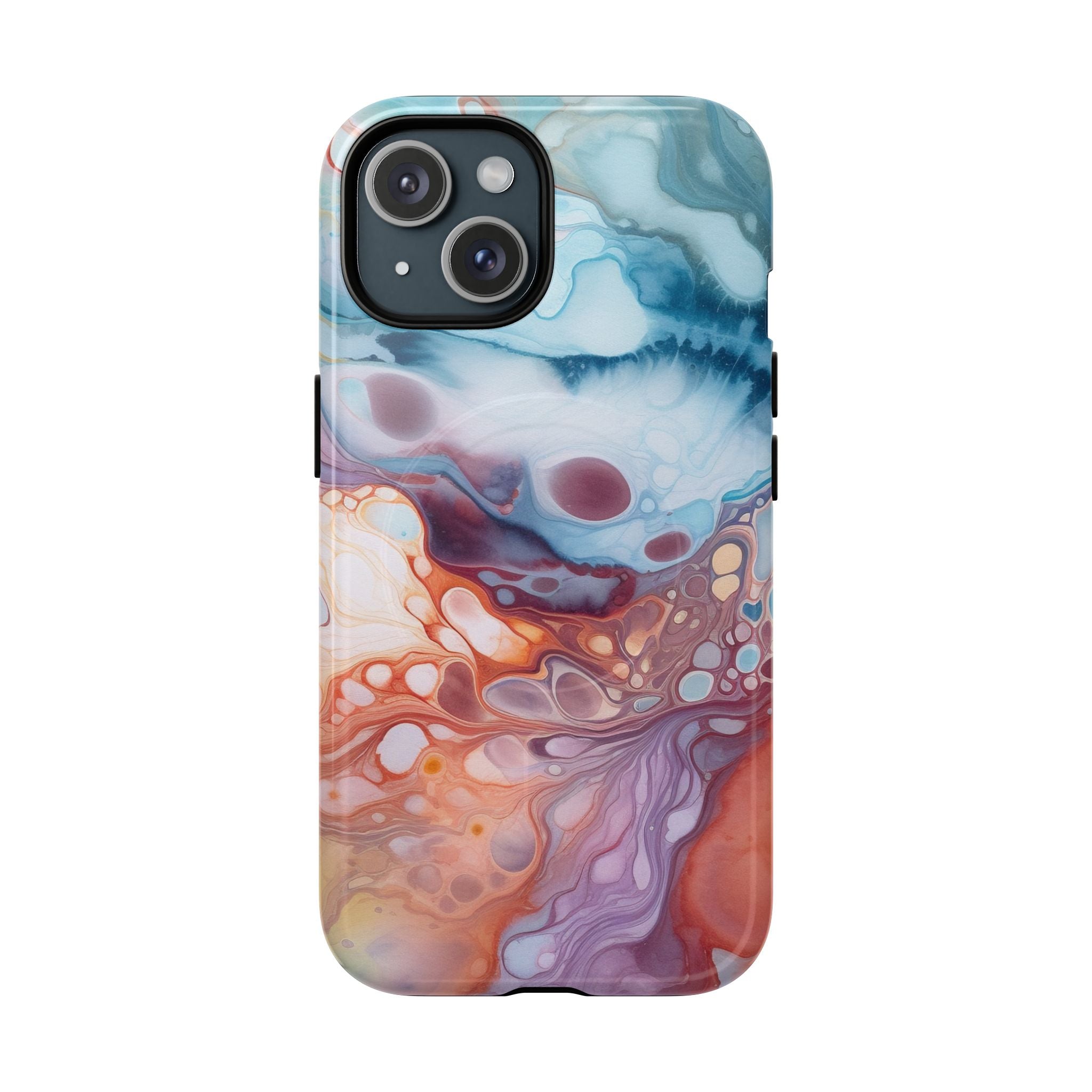 Marbled Abstract Phone Case — Fluid Resin Art MagSafe Magnetic Cover