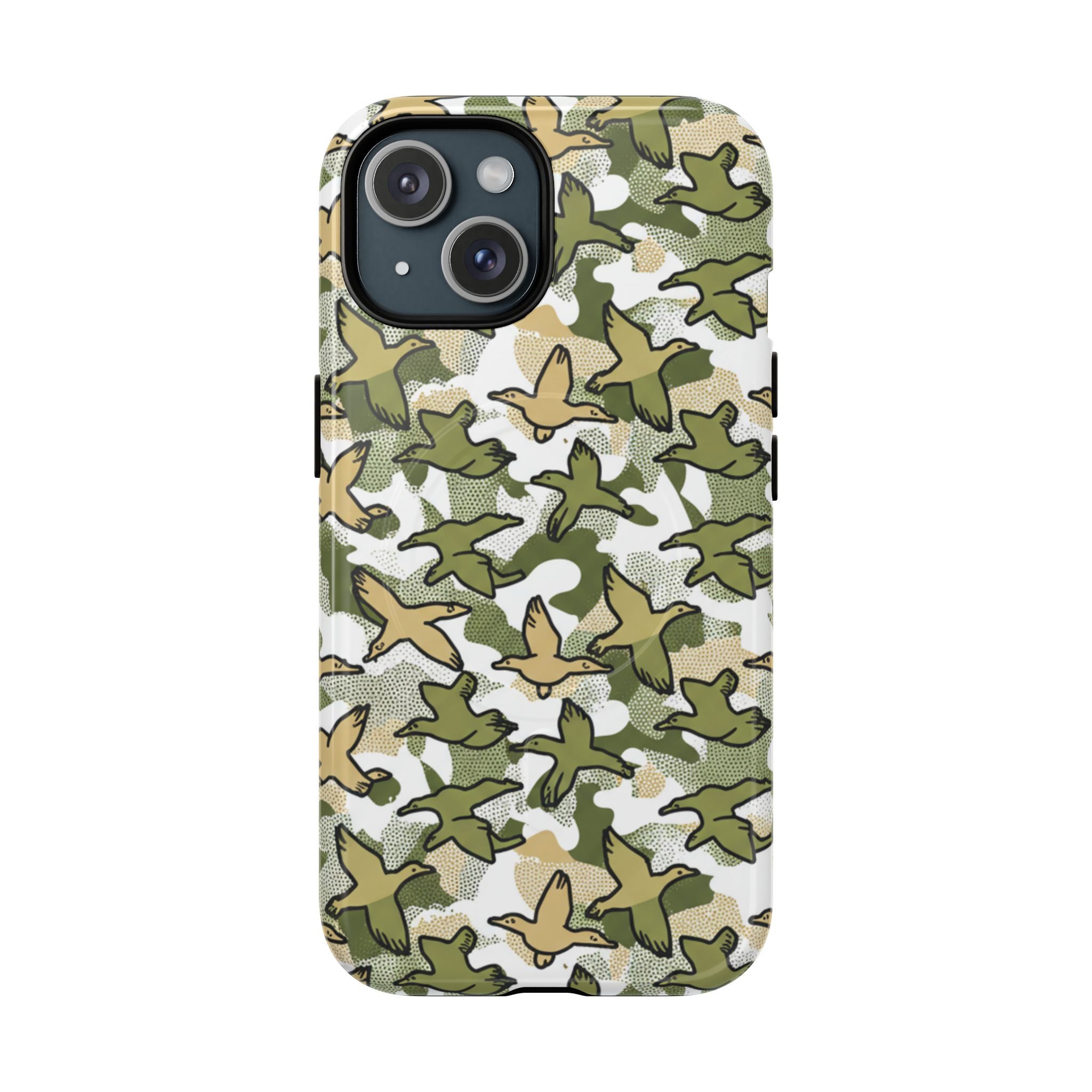 Duck camo MagSafe phone case with cute camouflage pattern on iPhone
