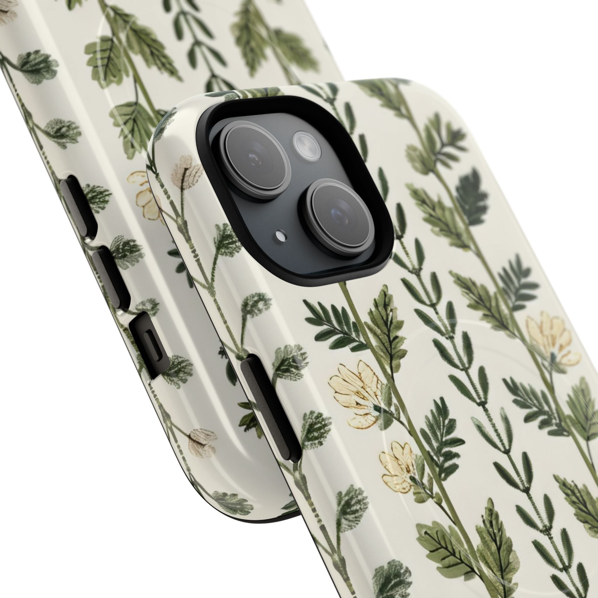 Botanical Floral Vine MagSafe Phone Case | Green & Cream Protective Cover