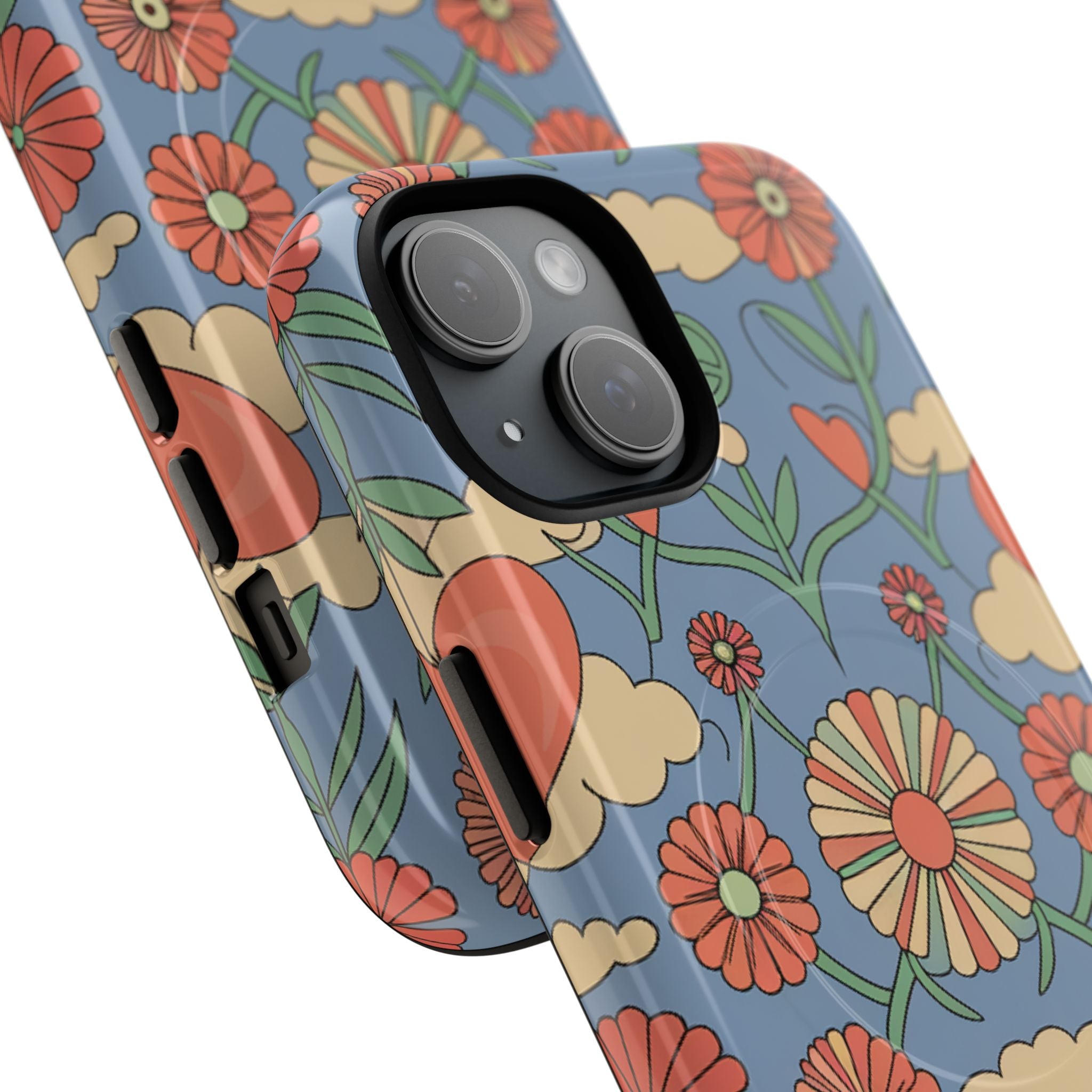 Magnetic Phone Case — Retro Floral Peace Design