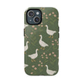 Goose Pattern MagSafe Phone Case on iPhone showing green floral nature design