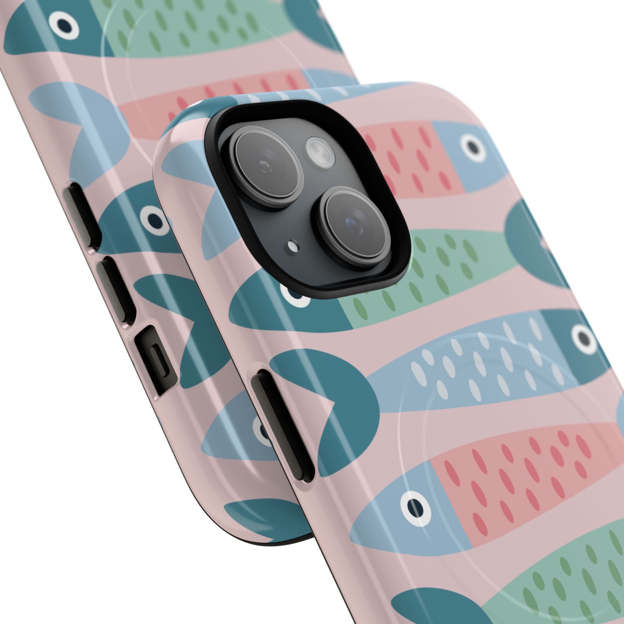 Pastel Fish Pattern Phone Case — Sardine Coastal MagSafe Magnetic Cover