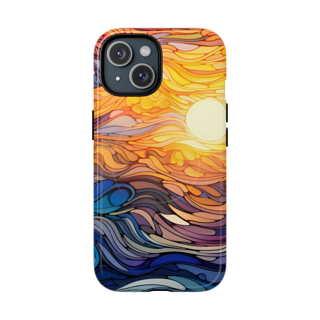 Sunset Waves abstract ocean phone case for iPhone