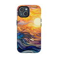 Sunset Waves abstract ocean phone case for iPhone
