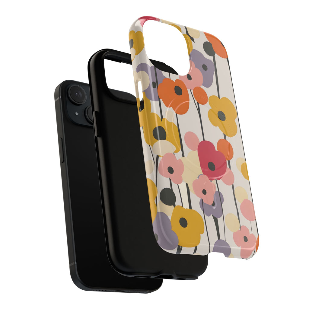 Floral Pop Tough Case detail showing dual-layer protection and magnetic compatibility