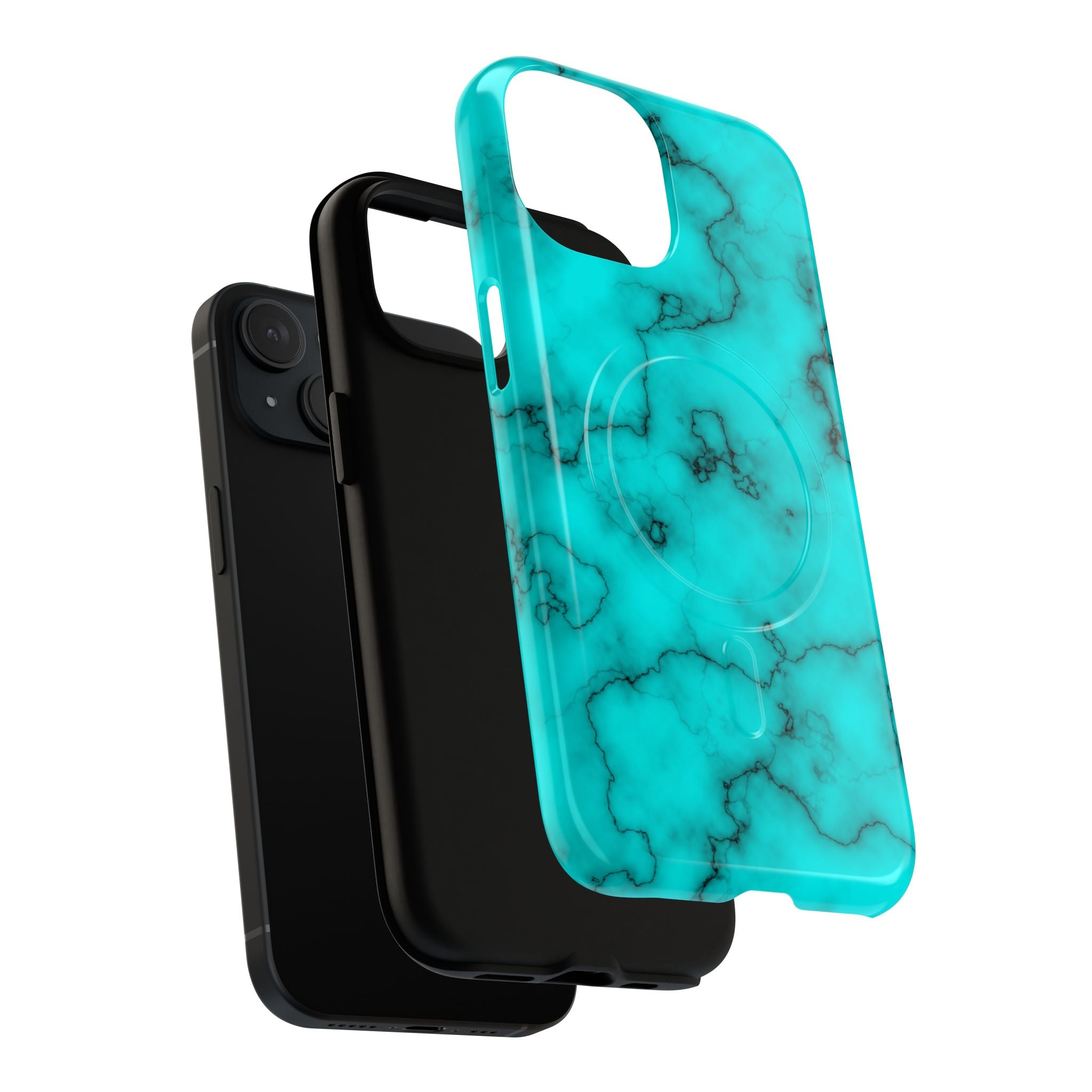 Turquoise Marble Magnetic Phone Case — Tough Protective MagSafe-Compatible Cover