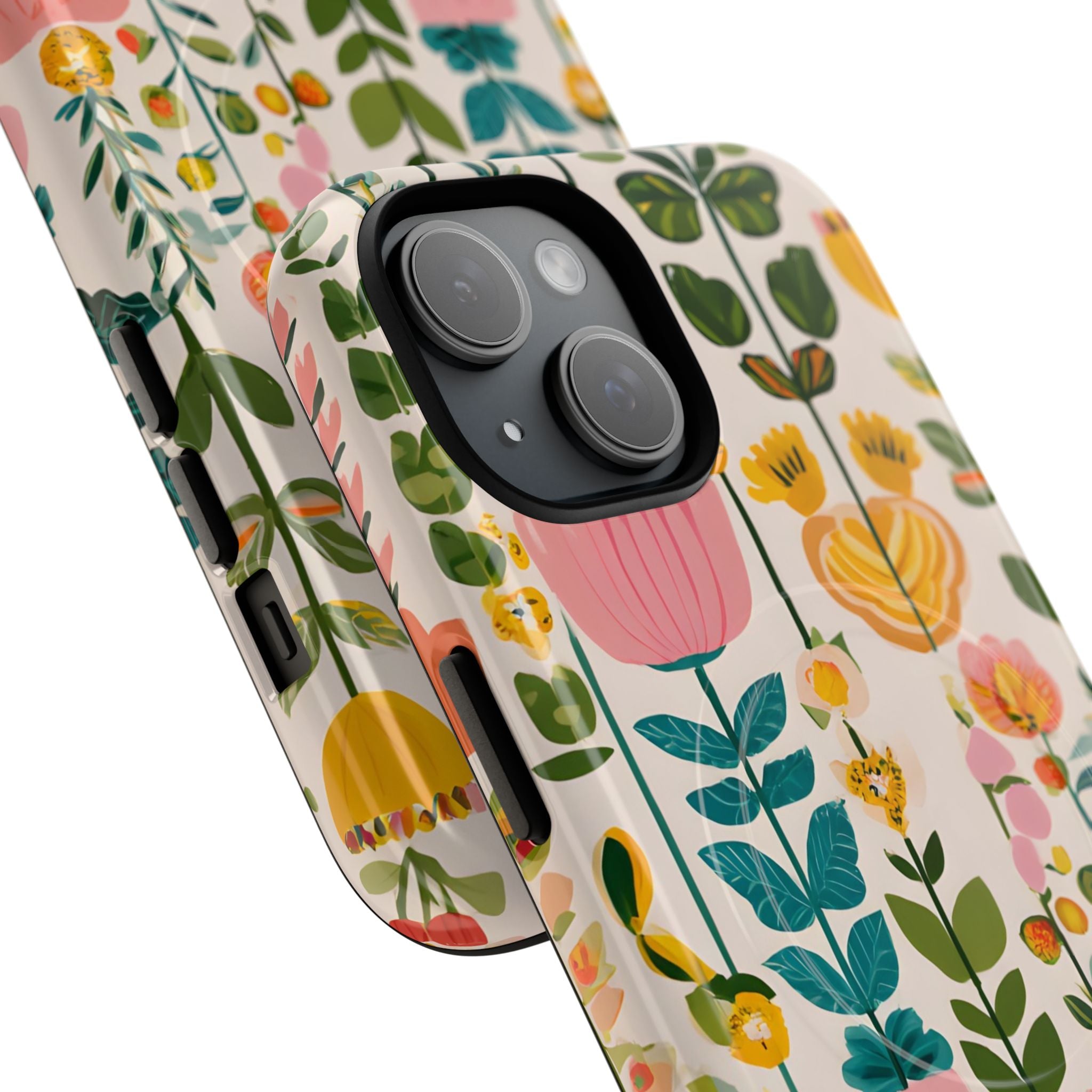 Floral Garden Tough Magnetic Phone Case — Pink & Yellow Wildflower Design