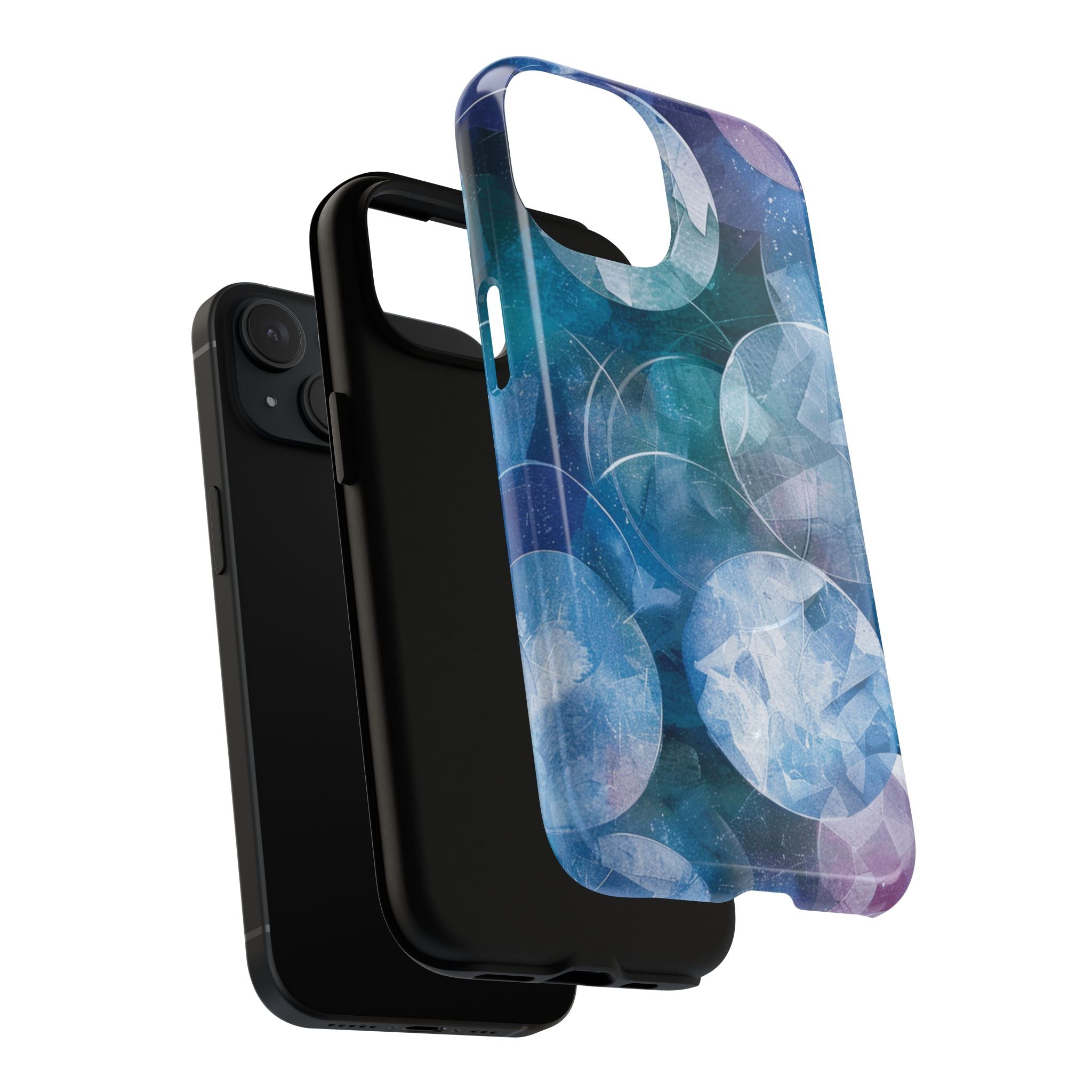 Blue Crystal Bokeh Phone Case — Abstract Teal Orb MagSafe Magnetic Cover