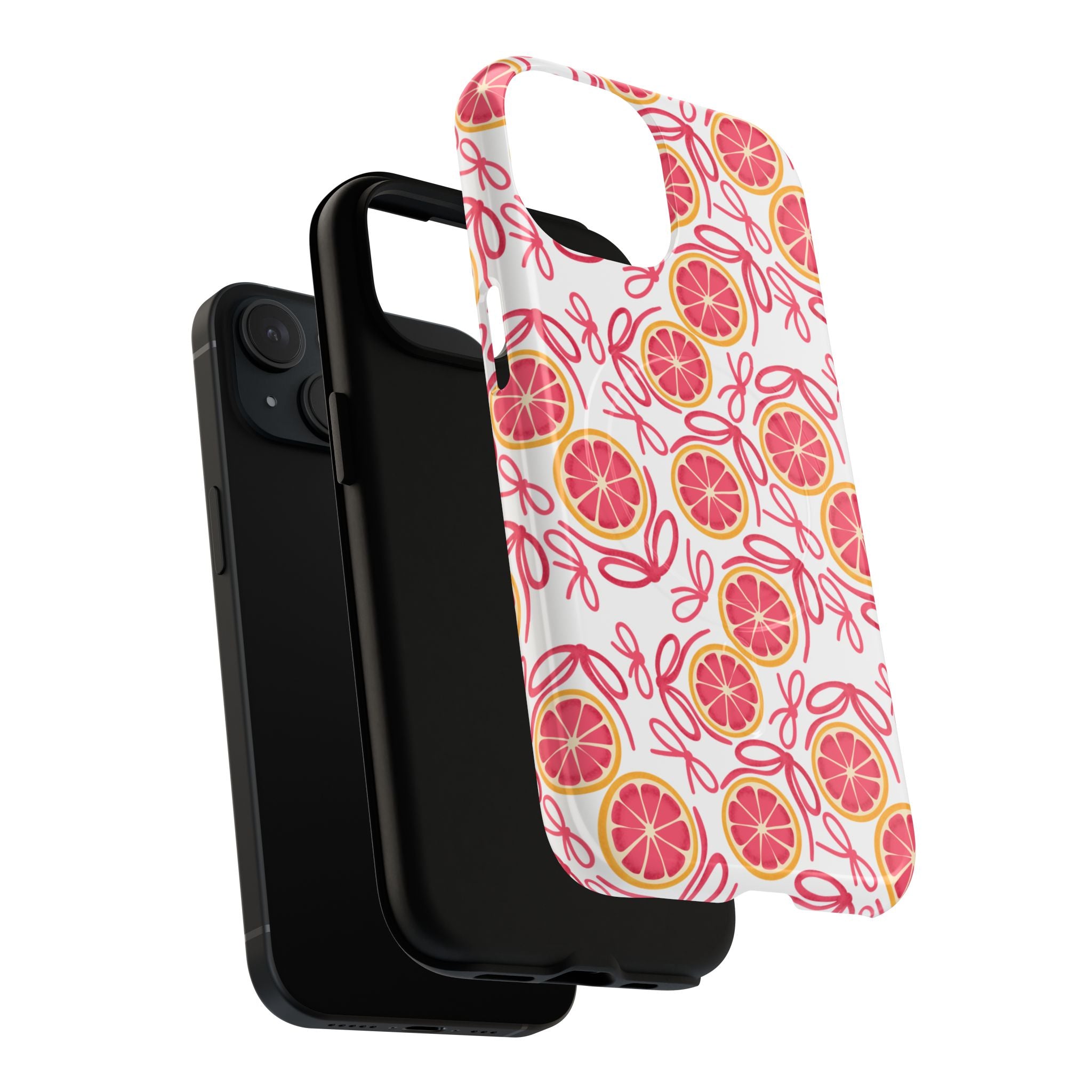 Grapefruit Pattern MagSafe Phone Case detail view showing dual-layer protection and precise cutouts