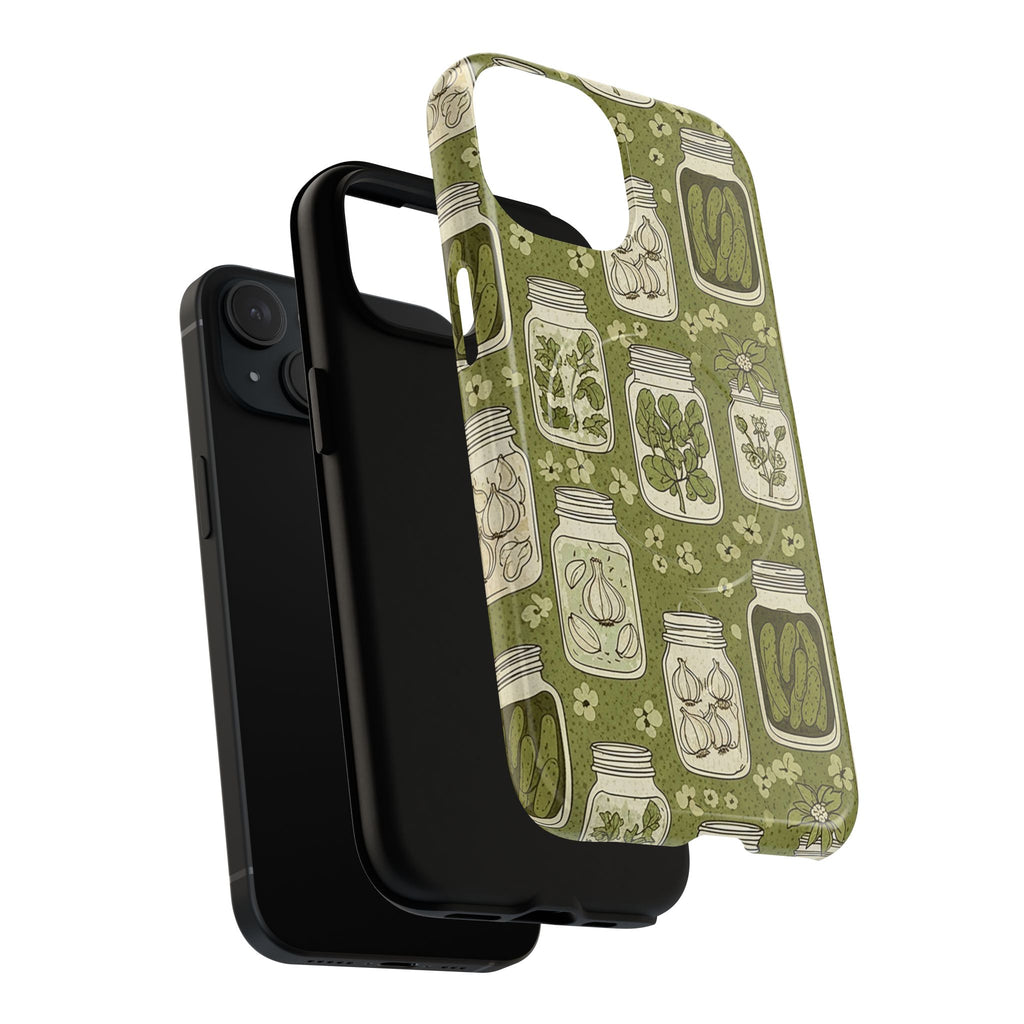 Mason Jar Pickle MagSafe iPhone Case - Rustic Kitchen Design with Dual Layer Protection