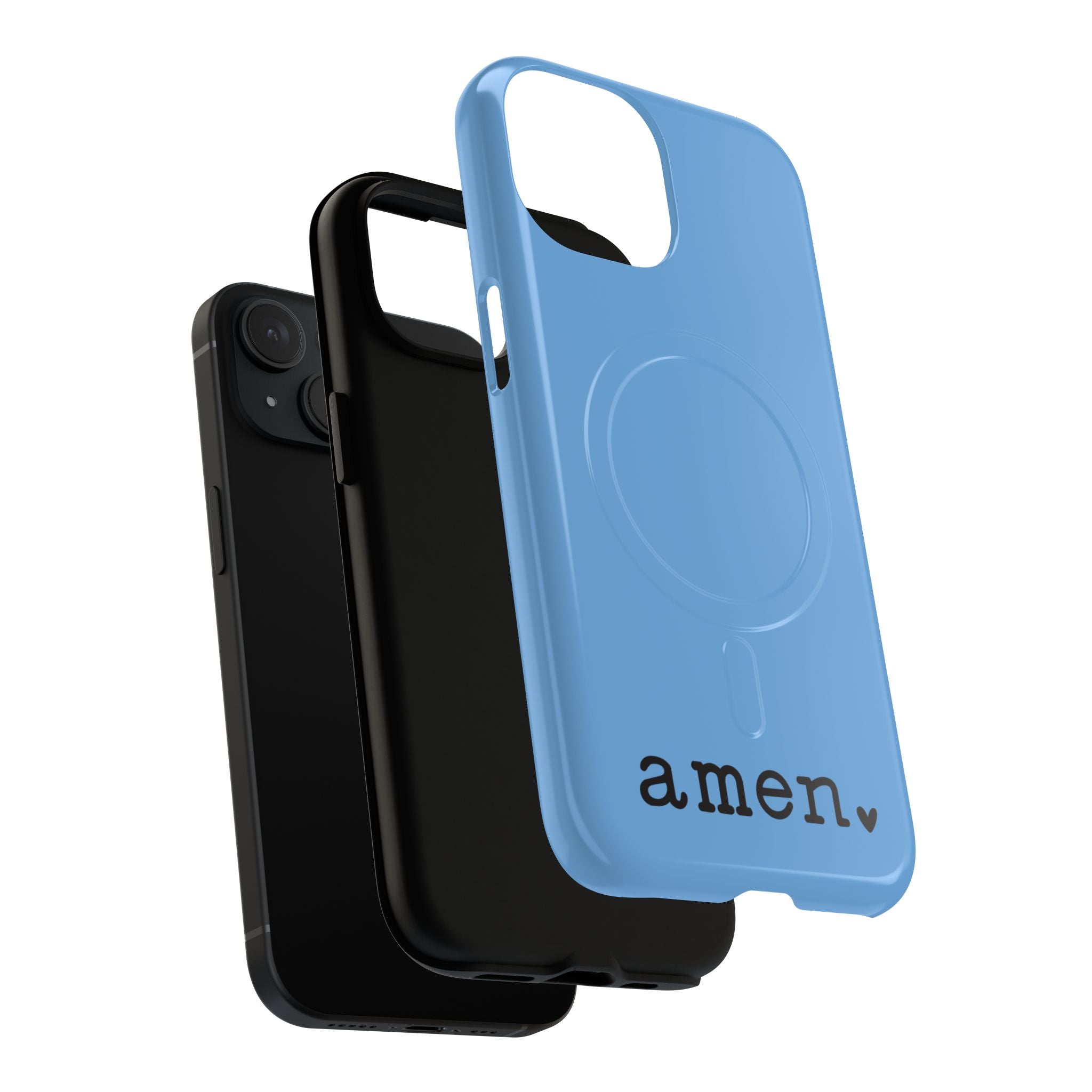 Blue Minimalist Phone Case — Amen Text MagSafe Magnetic Cover