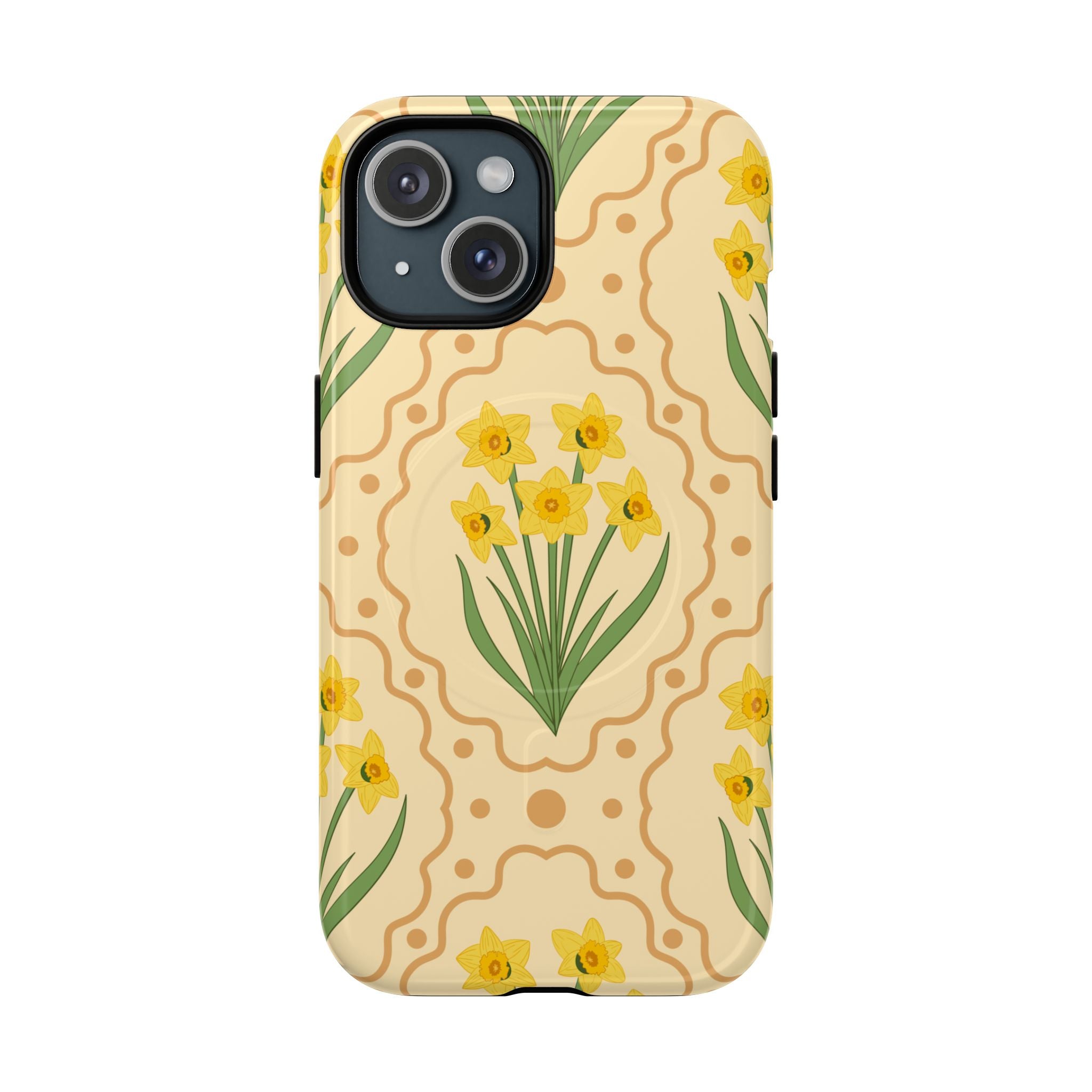 Daffodil Pattern Tough Magnetic Phone Case with spring floral design