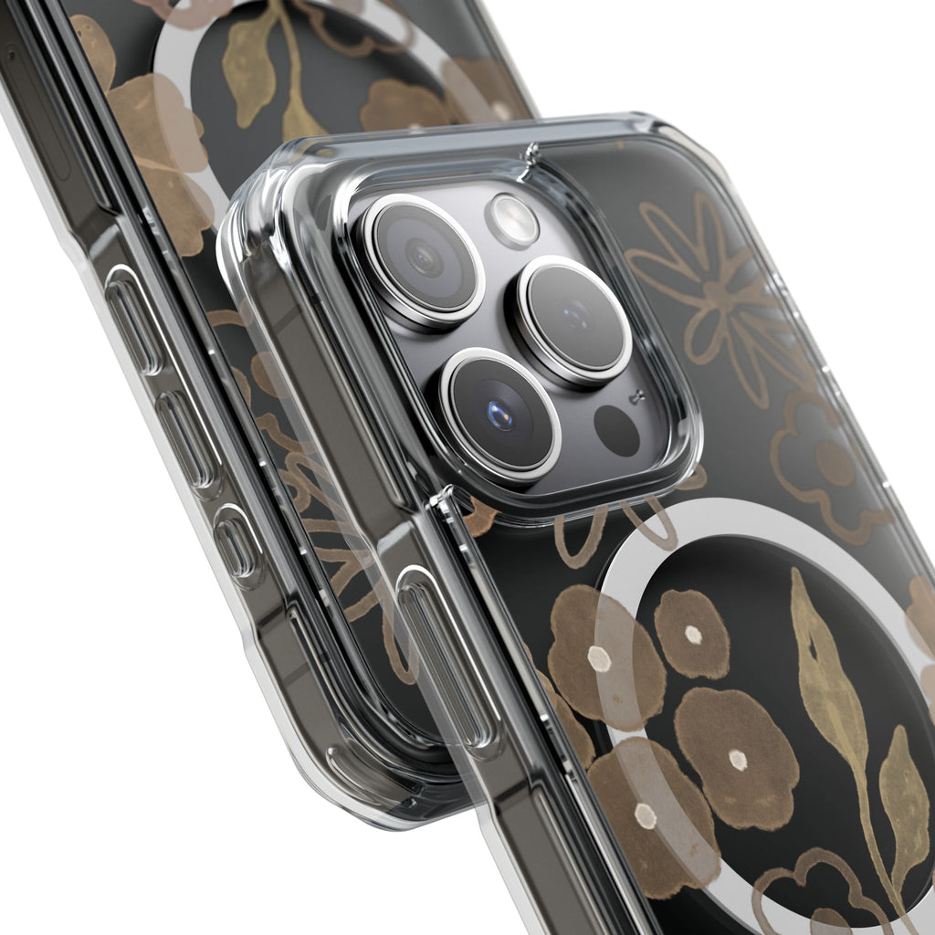 Clear Magnetic Phone Case — Neutral Floral Impact Protection