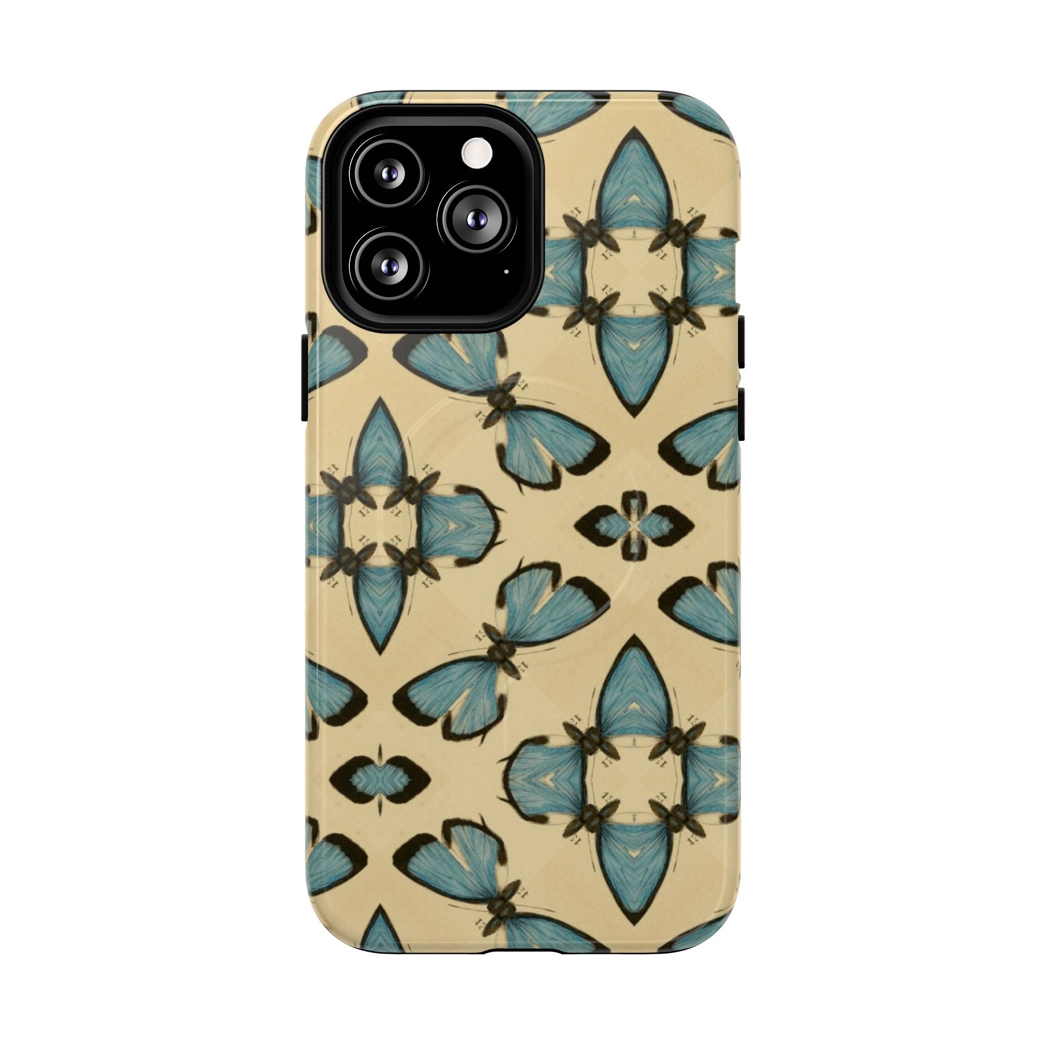 Blue Butterfly Pattern Tough Magnetic Phone Case