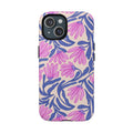 Pink & Blue Floral MagSafe Phone Case | Hand-Drawn Protective Cover