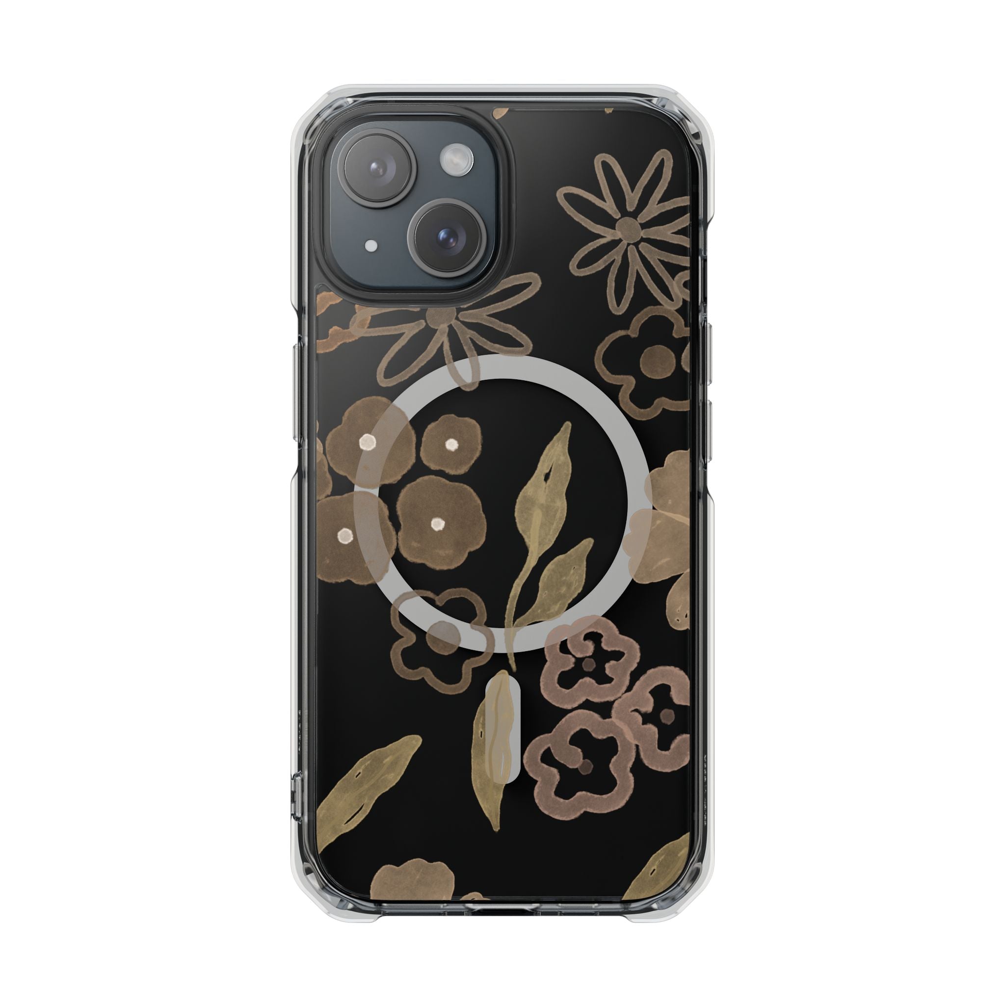 Clear Magnetic Phone Case — Neutral Floral Impact Protection
