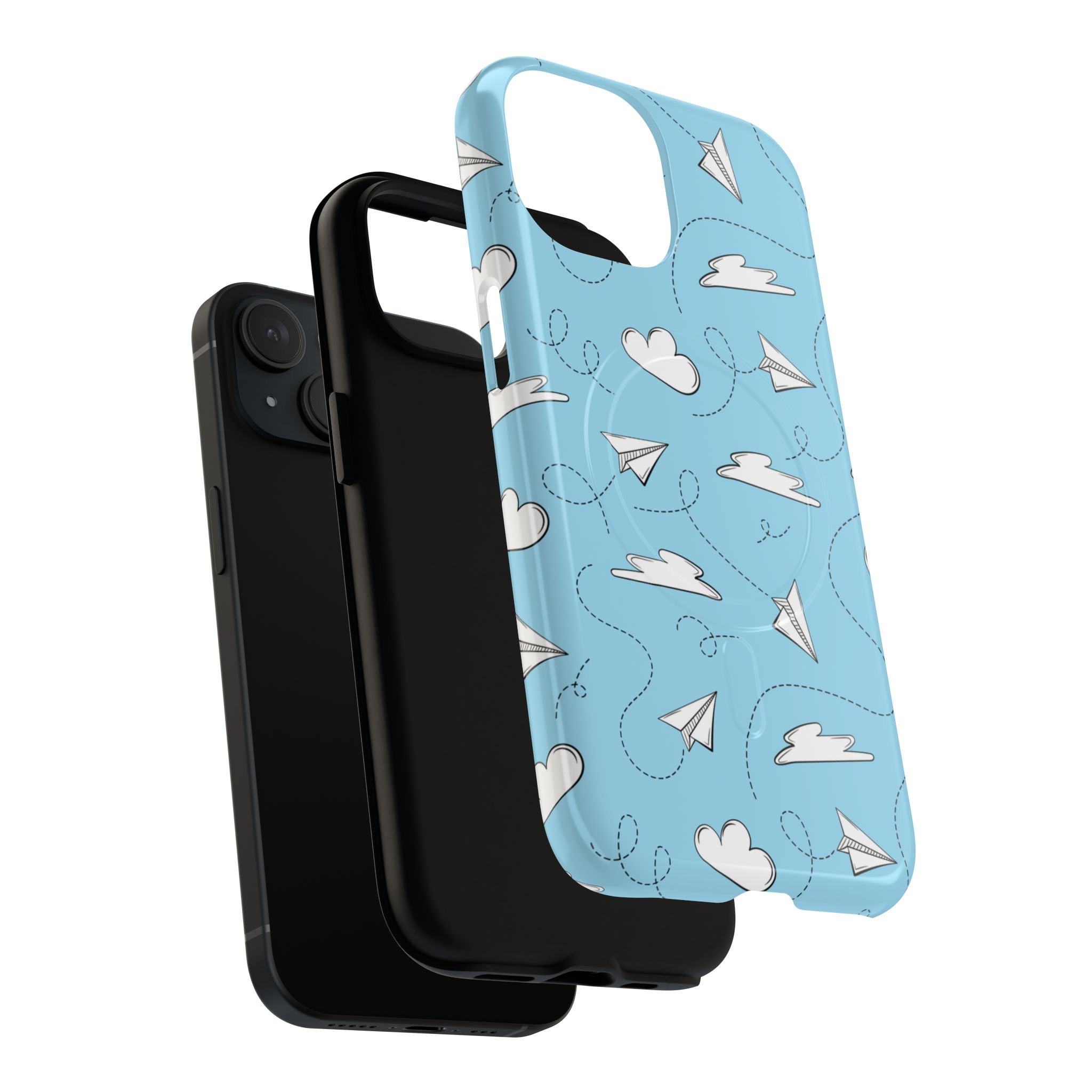 Paper Plane Phone Case detail view showing dual-layer protection