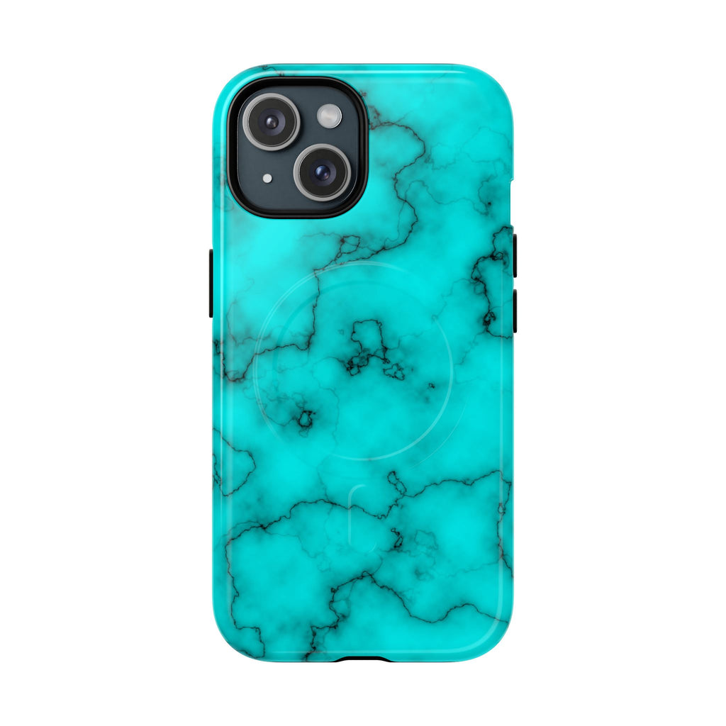 Turquoise Marble Magnetic Phone Case — Tough Protective MagSafe-Compatible Cover