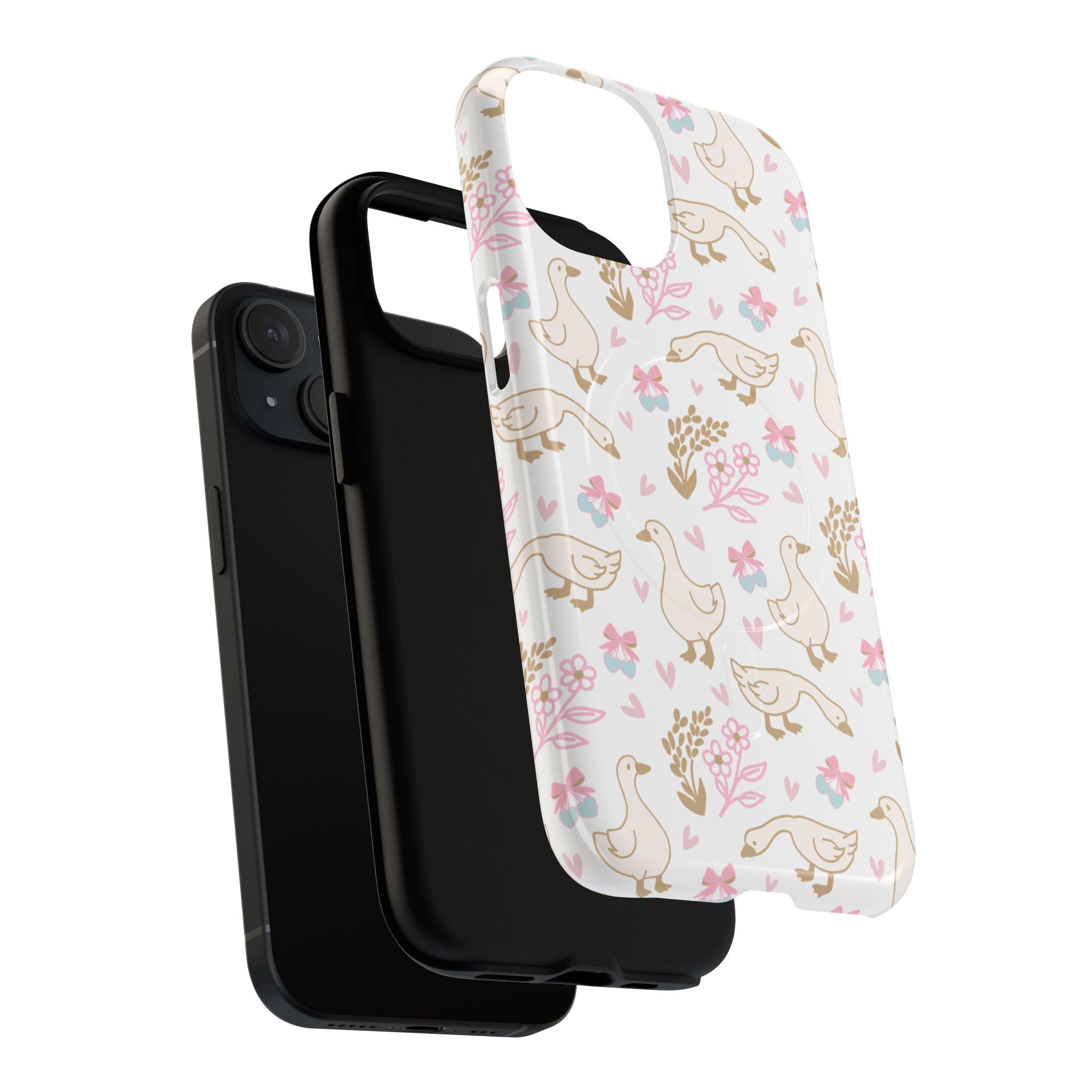 Tough MagSafe Phone Case with Cute Pastel Duck & Floral Pattern