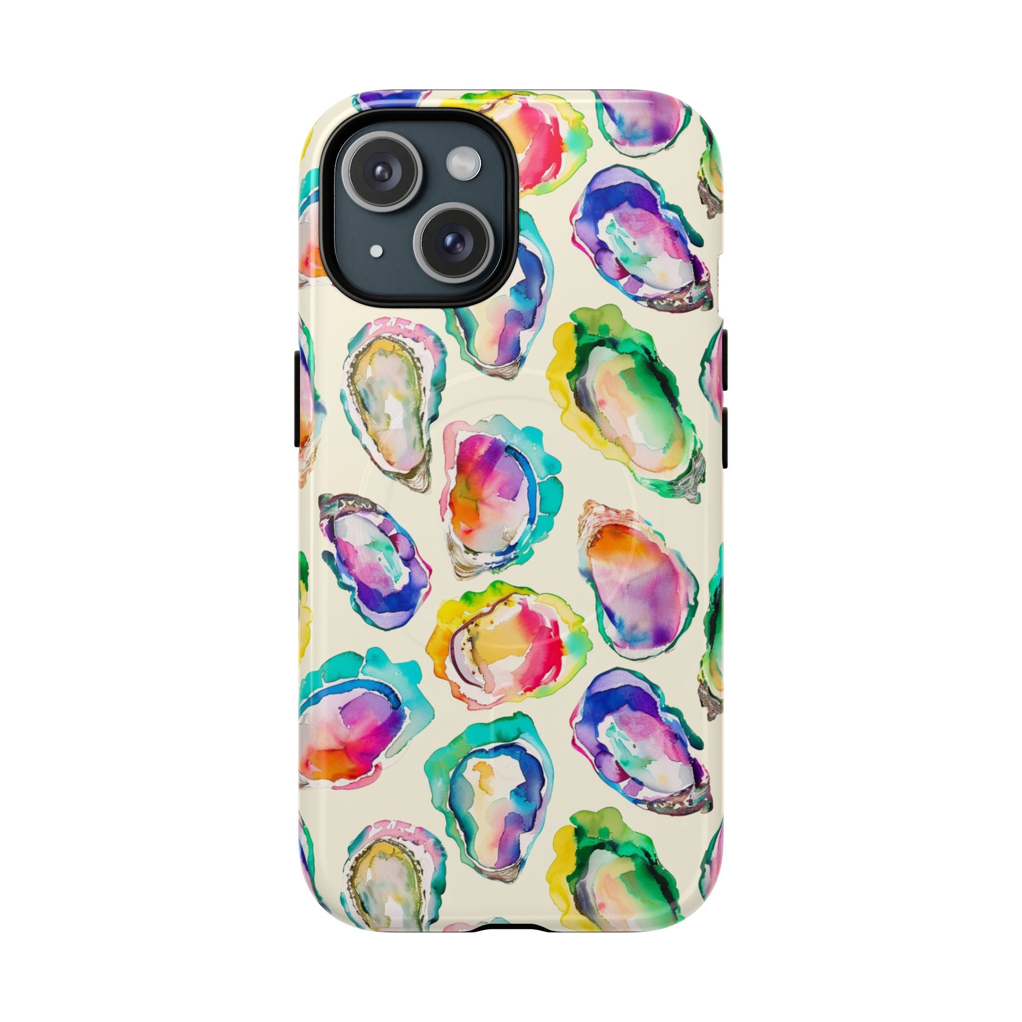 Colorful watercolor geode MagSafe phone case with agate crystal slices