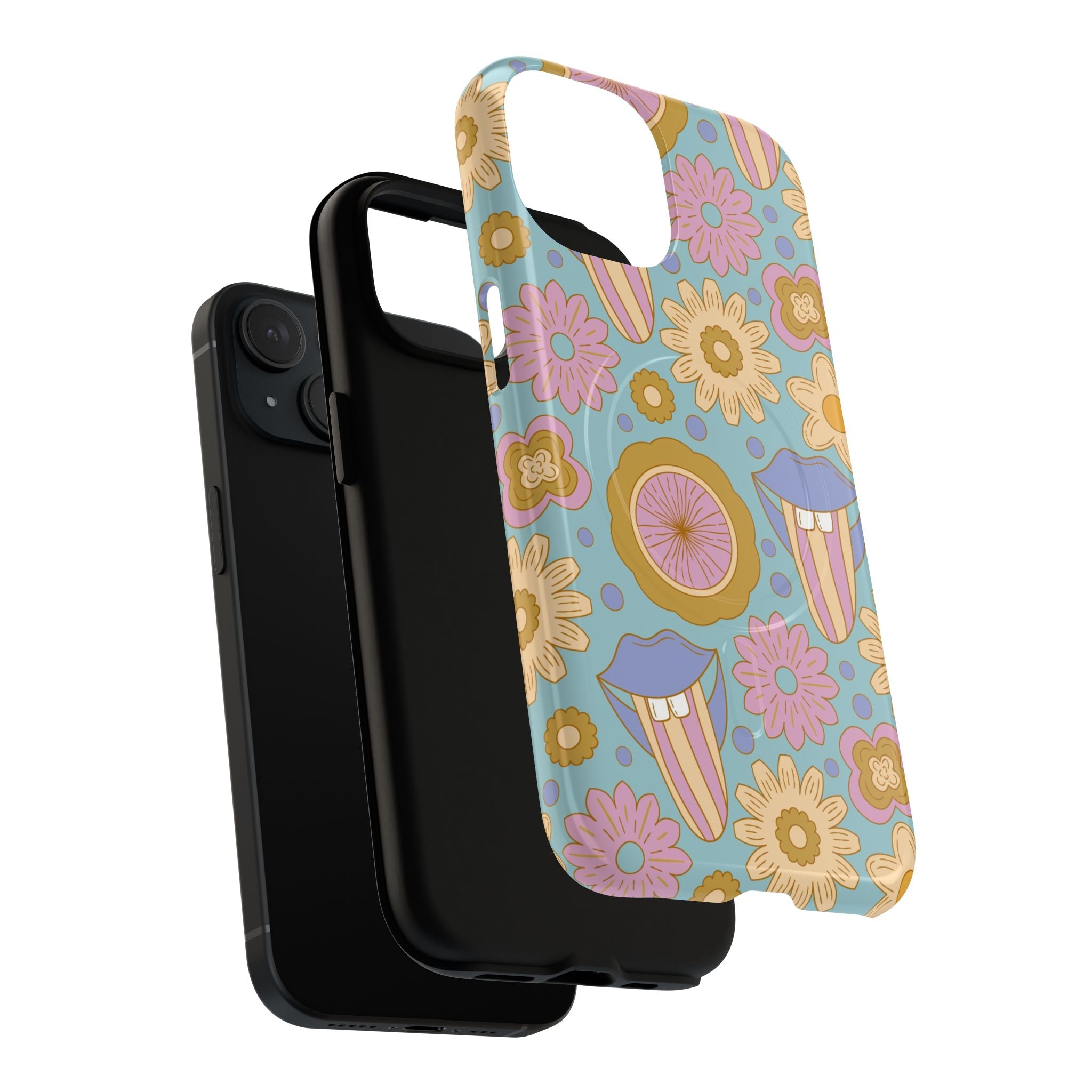Retro Floral Phone Case — 70s Boho Flowers MagSafe Magnetic Cover