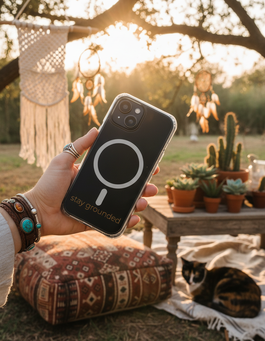 Clear MagSafe Phone Case "Stay Grounded" | Minimalist Protection