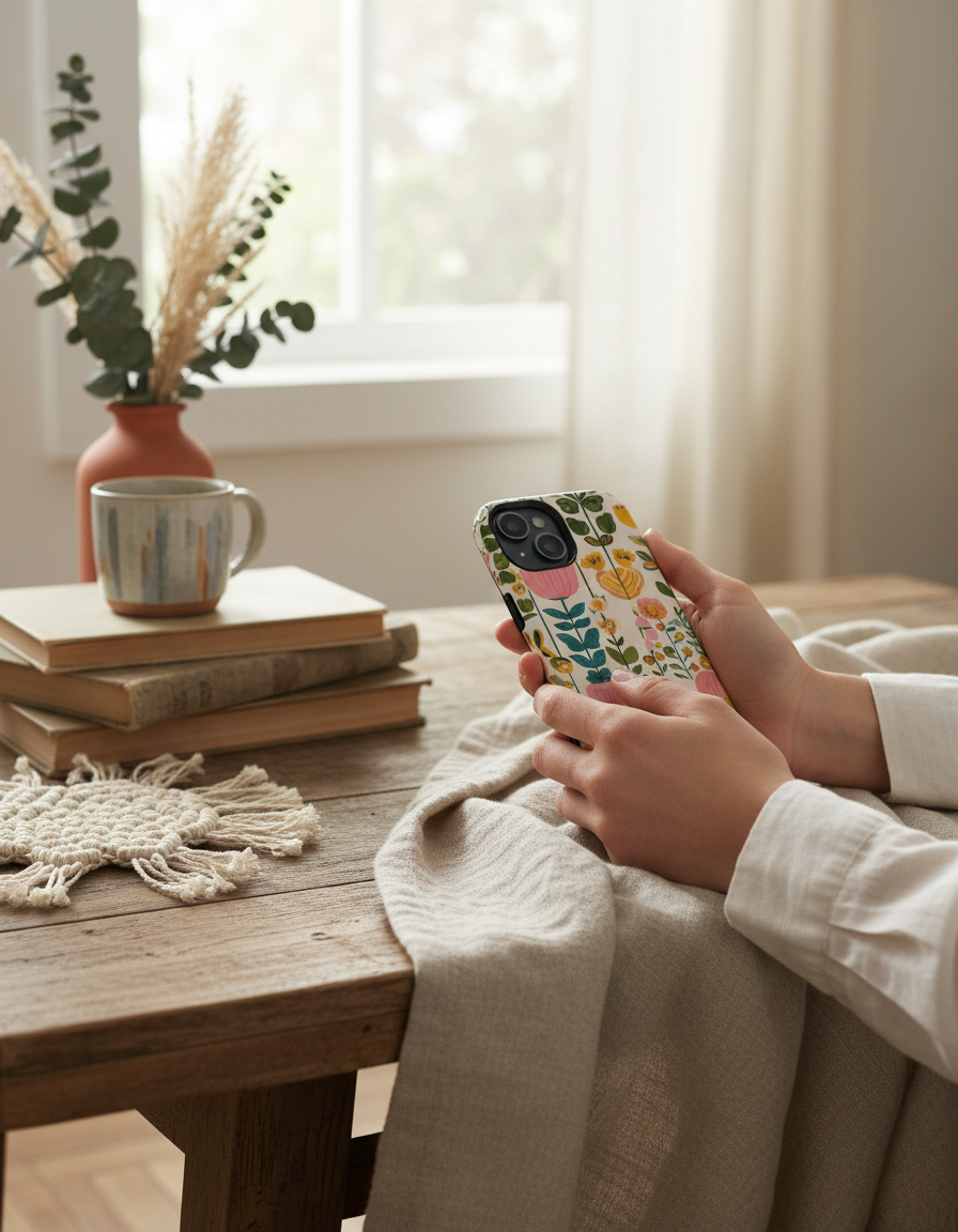 Floral Garden Tough Magnetic Phone Case — Pink & Yellow Wildflower Design