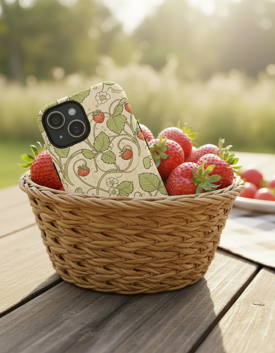 Strawberry Vine Phone Case | Vintage Floral MagSafe iPhone Case | Wild Root Cases