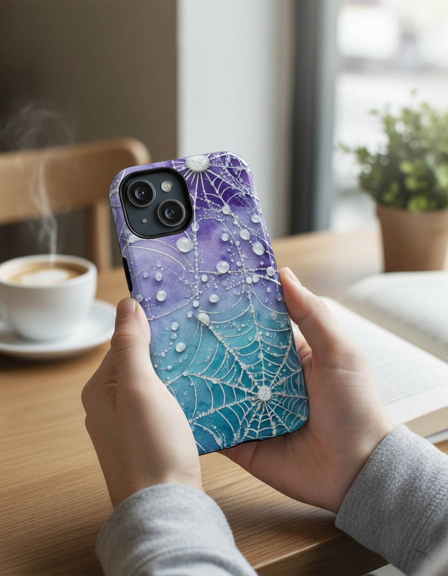 Waterdrop Spiderweb Phone Case | Purple Blue MagSafe iPhone Case | Wild Root Cases